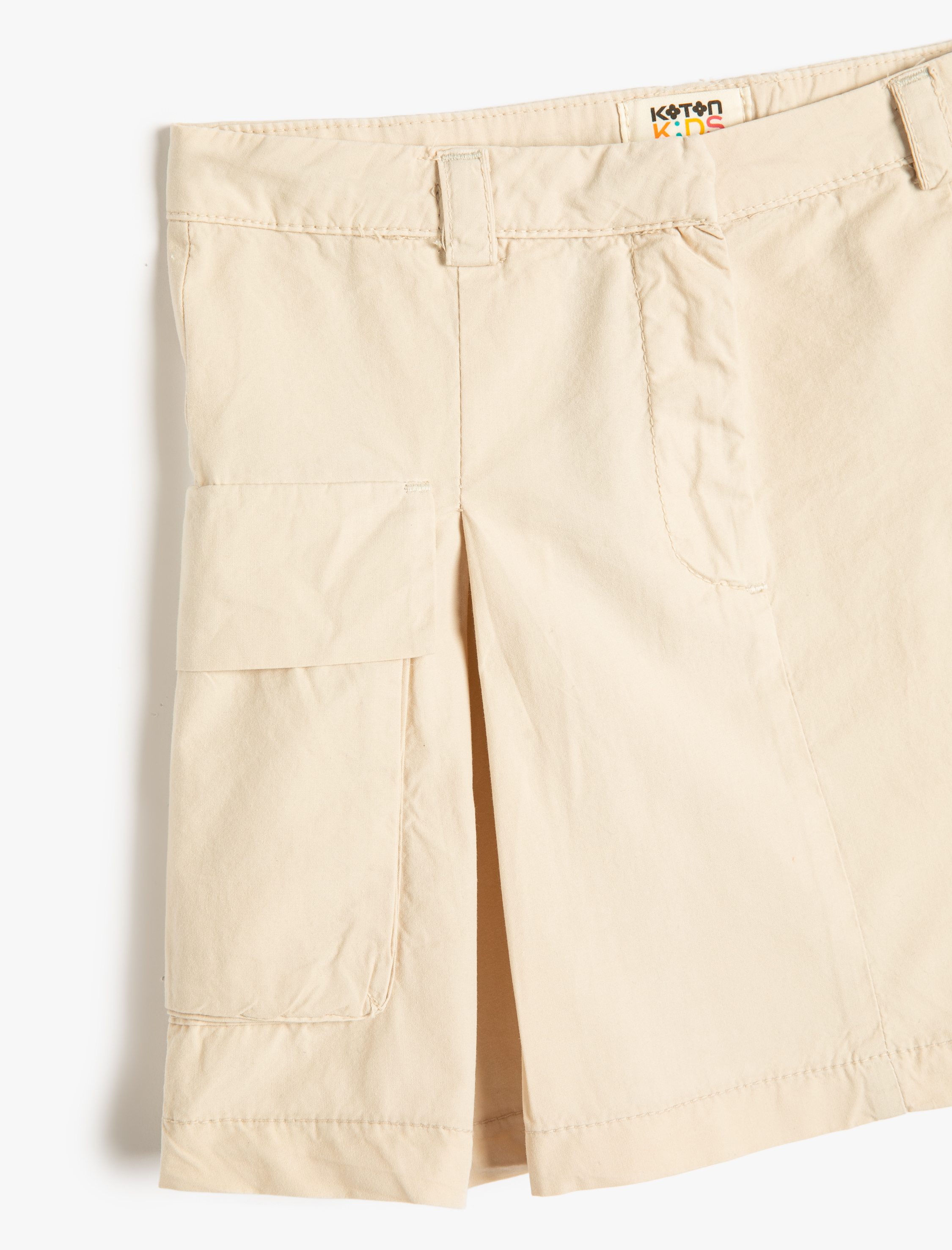  Kız Çocuk Kargo Mini Etek Pileli Yandan Cepli Pamuklu