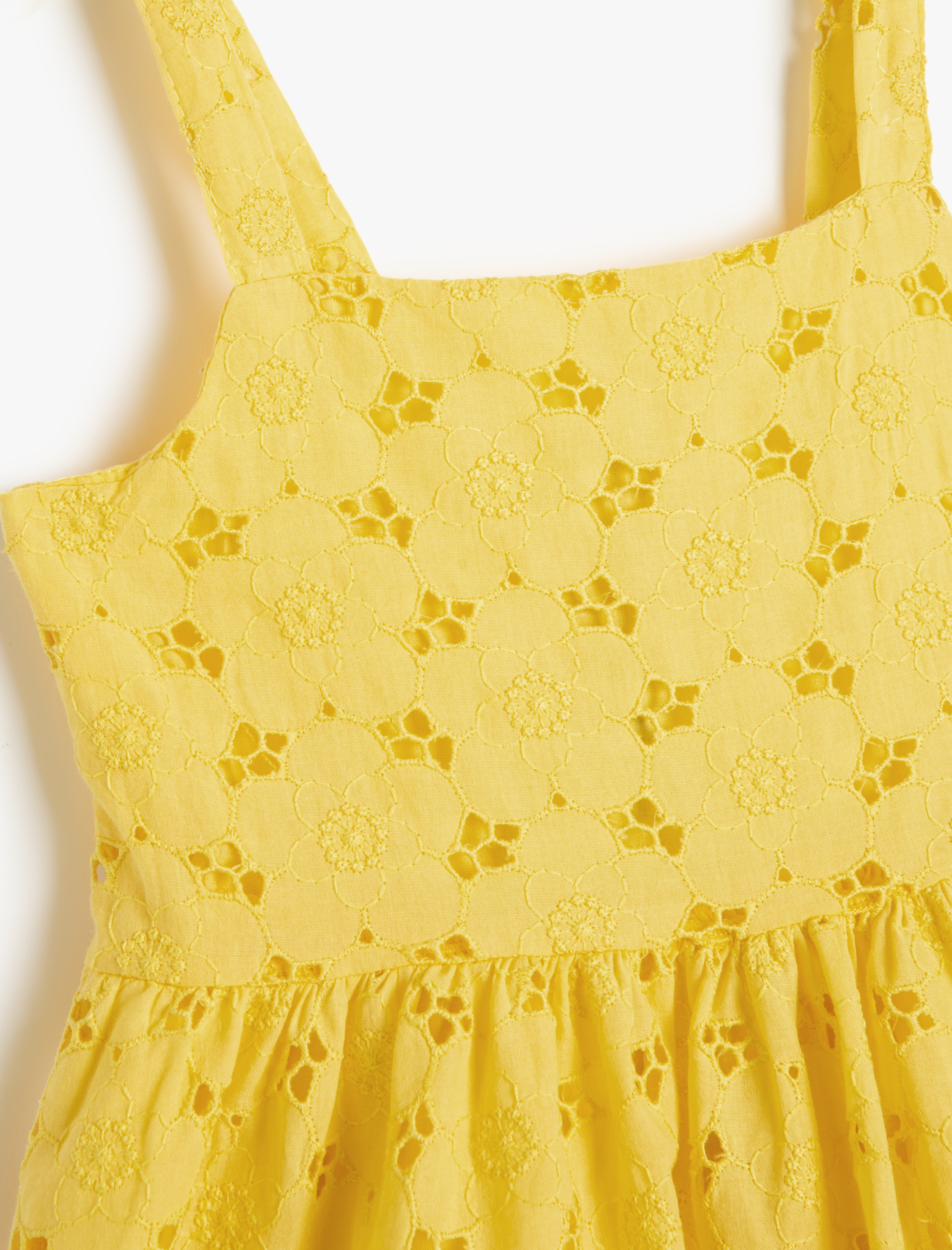  Kız Çocuk Elbise Çiçekli Fistolu Askılı Pamuklu Astarlı