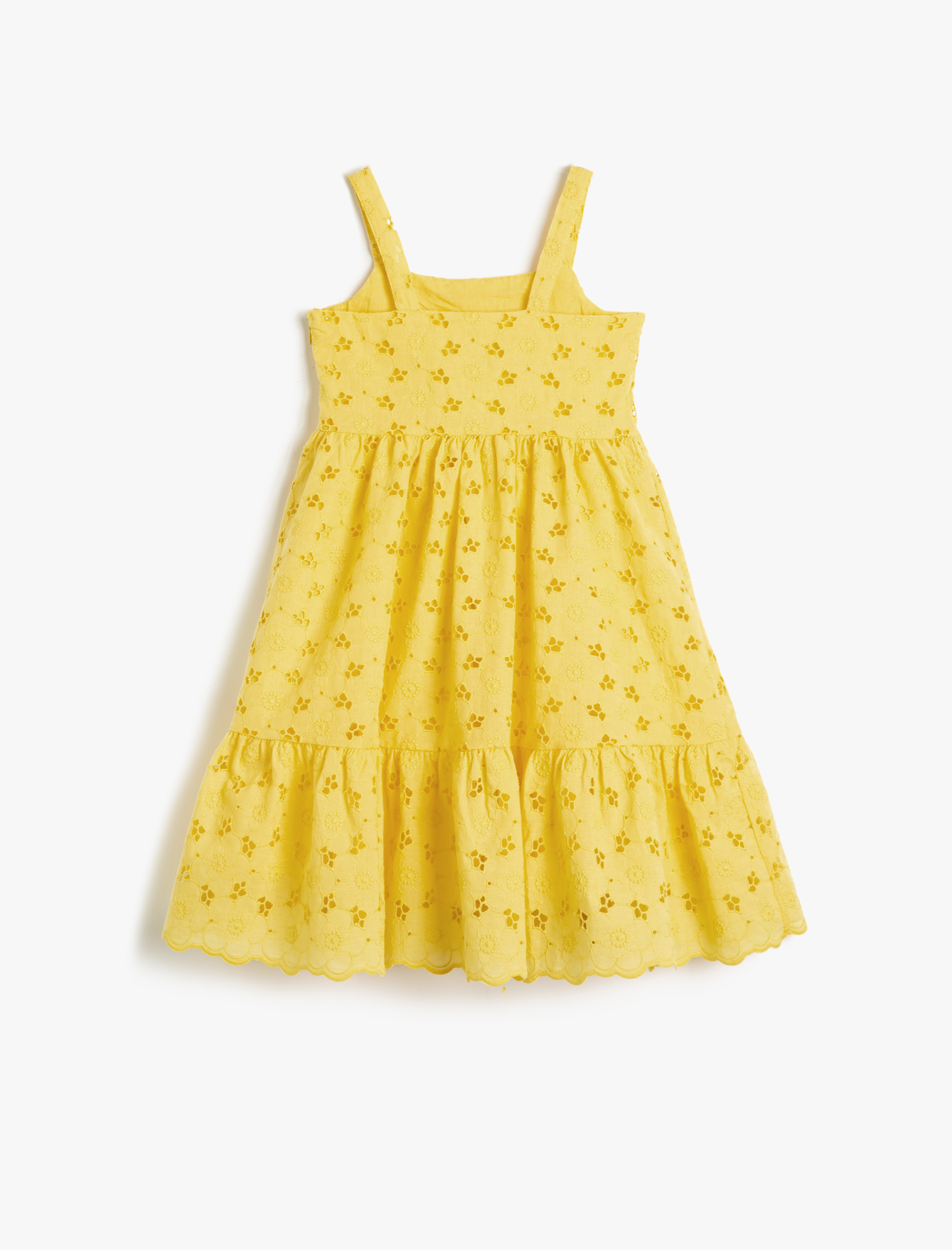  Kız Çocuk Elbise Çiçekli Fistolu Askılı Pamuklu Astarlı