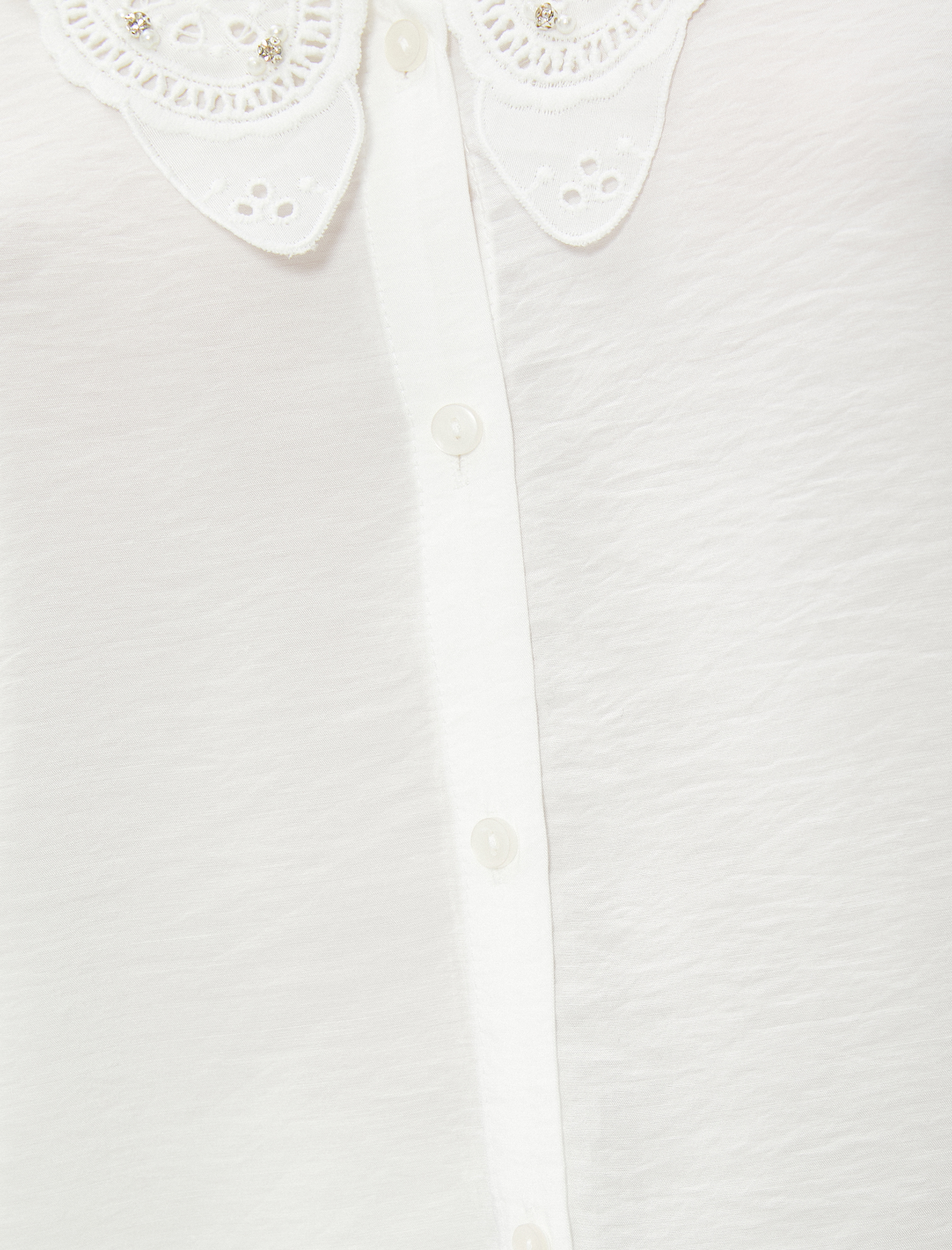   Taşlı Gömlek Fisto Yaka Balon Kol