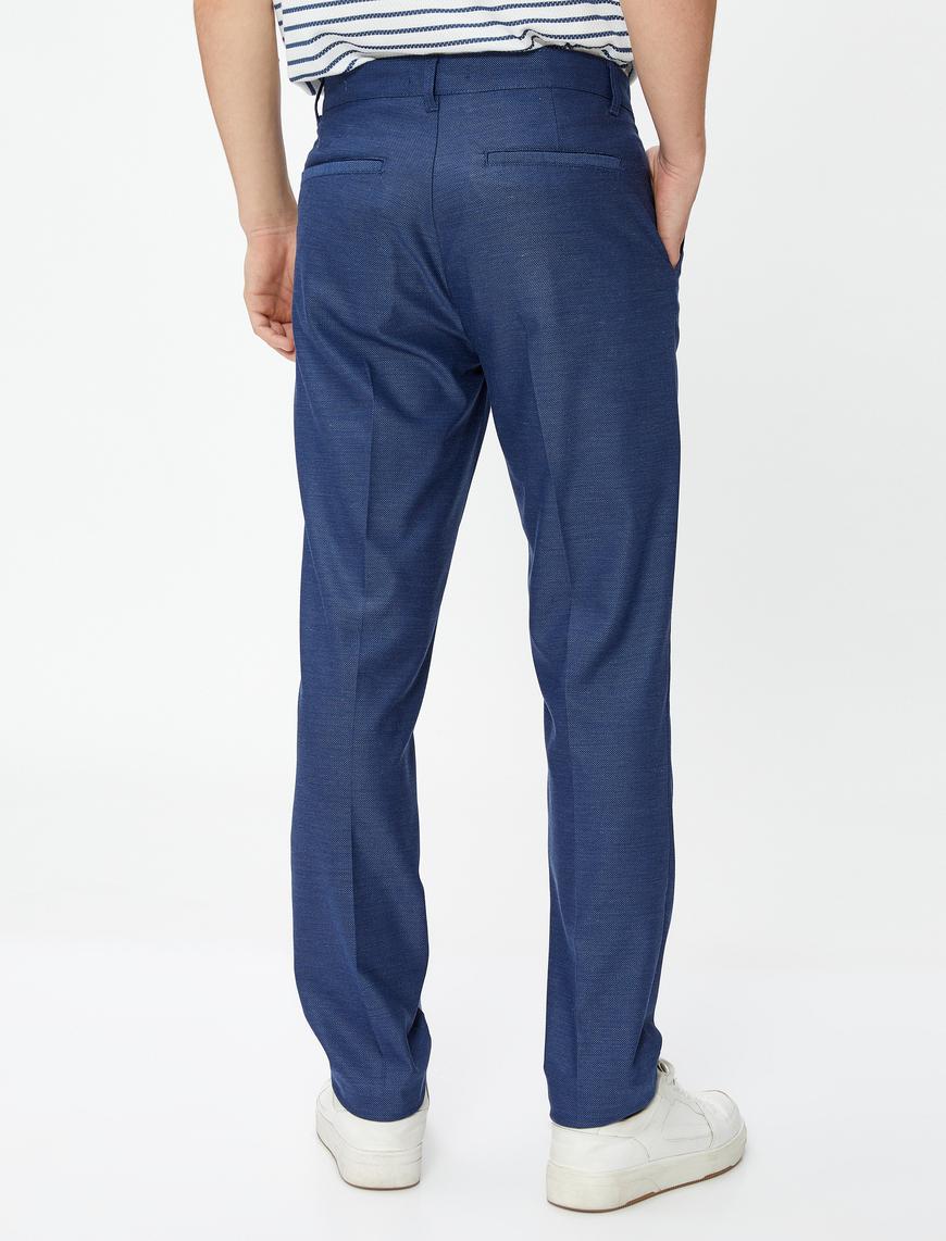   Kumaş Pantolon Slim Fit Düğme Detaylı Cepli