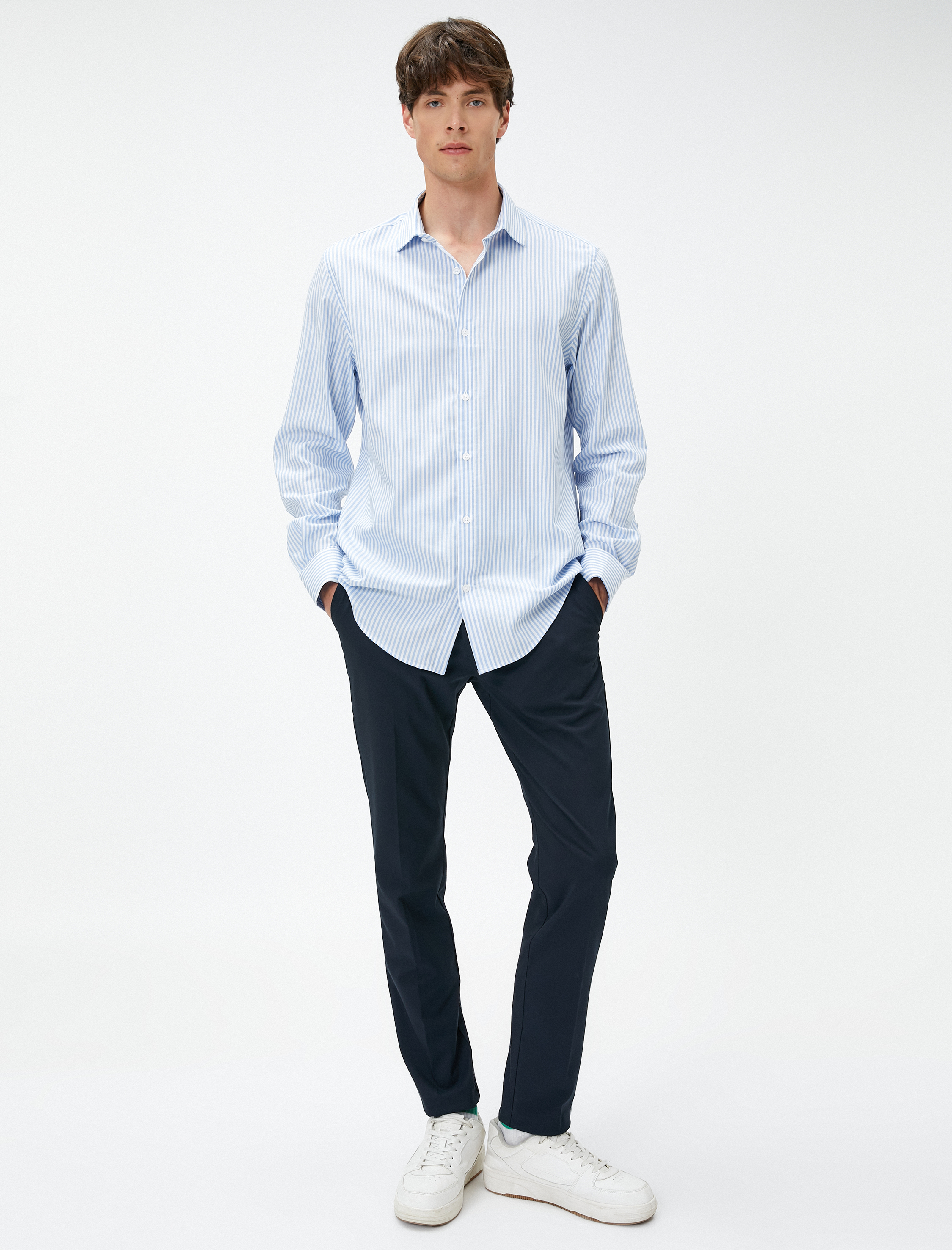   Basic Gömlek Klasik Manşet Yaka Uzun Kollu Düğmeli Non Iron