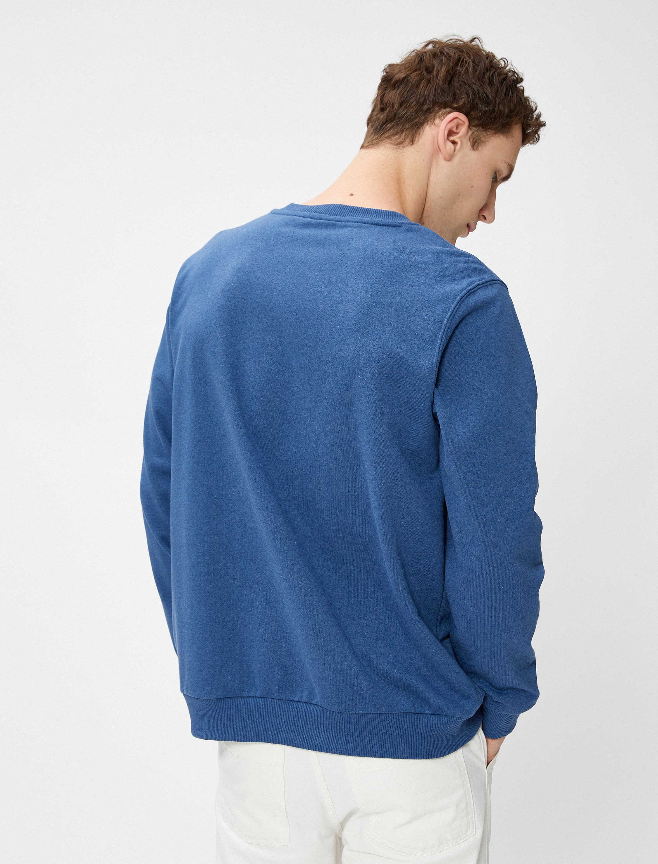   Basic Sweat Bisiklet Yaka Dikiş Detaylı Uzun Kollu