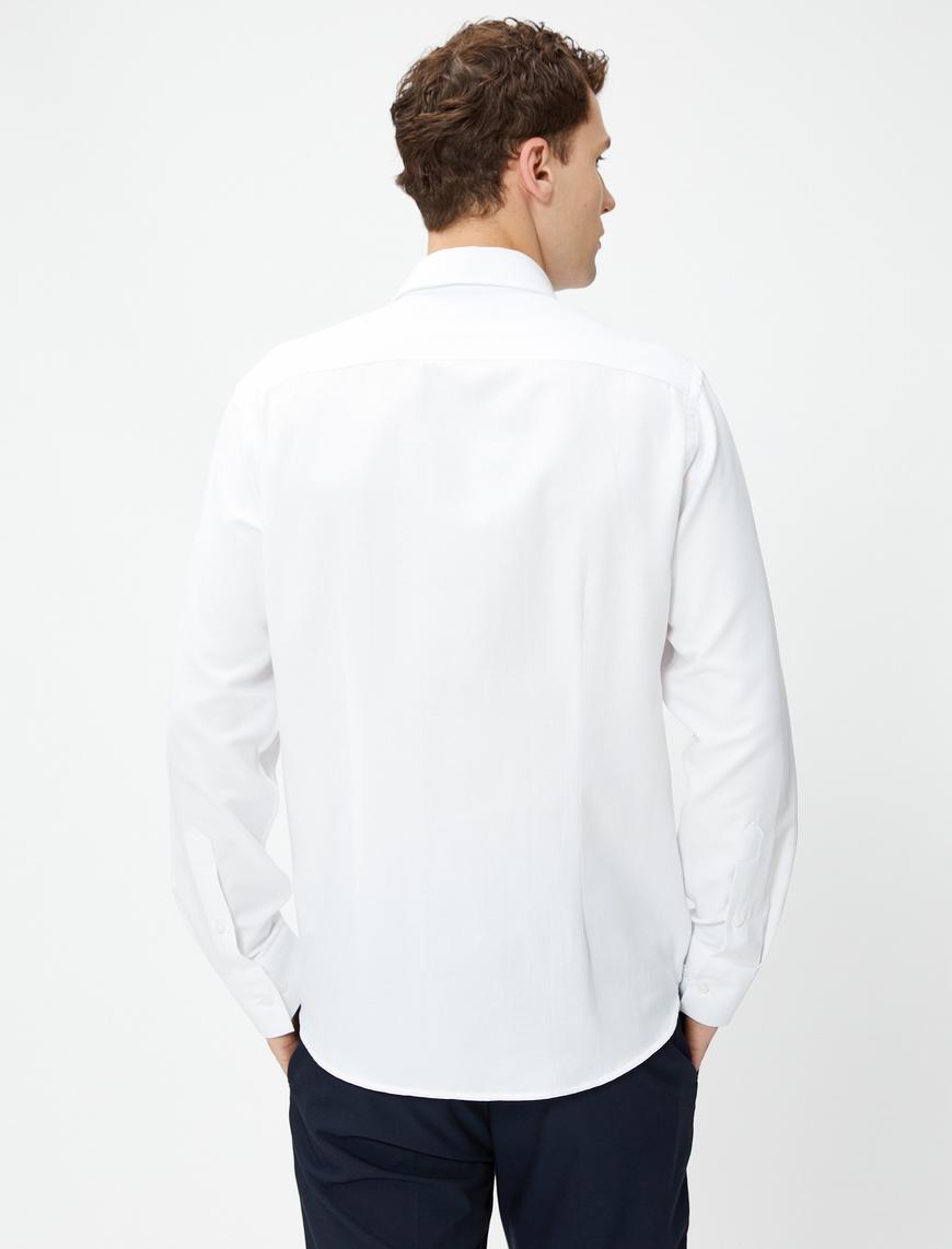   Slim Fit Gömlek Klasik Yaka Uzun Kollu Düğmeli  Non Iron