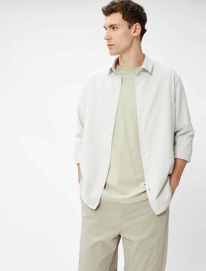  Basic Gömlek Klasik Manşet Yaka Uzun Kollu Düğmeli Non Iron