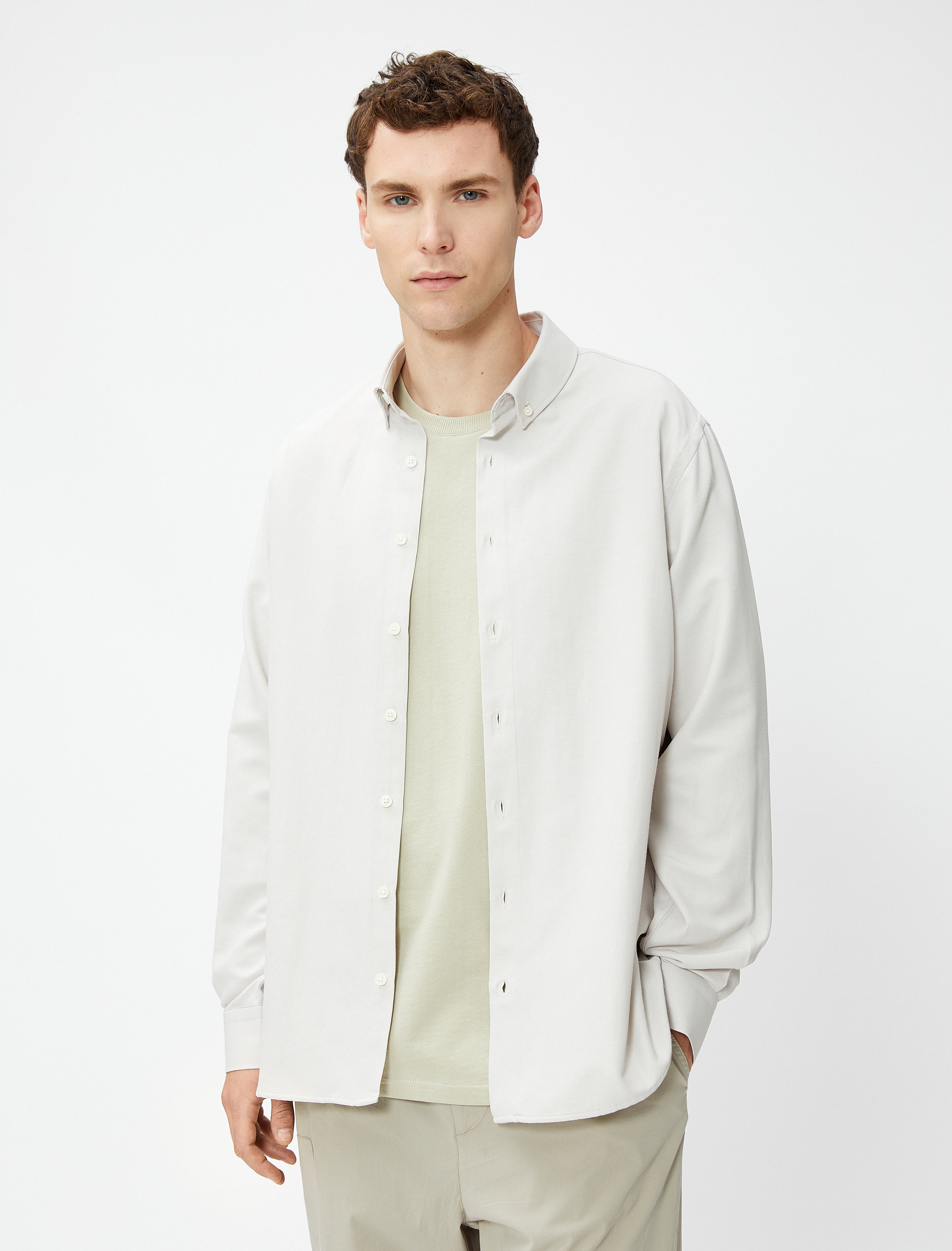   Basic Gömlek Klasik Manşet Yaka Uzun Kollu Düğmeli Non Iron