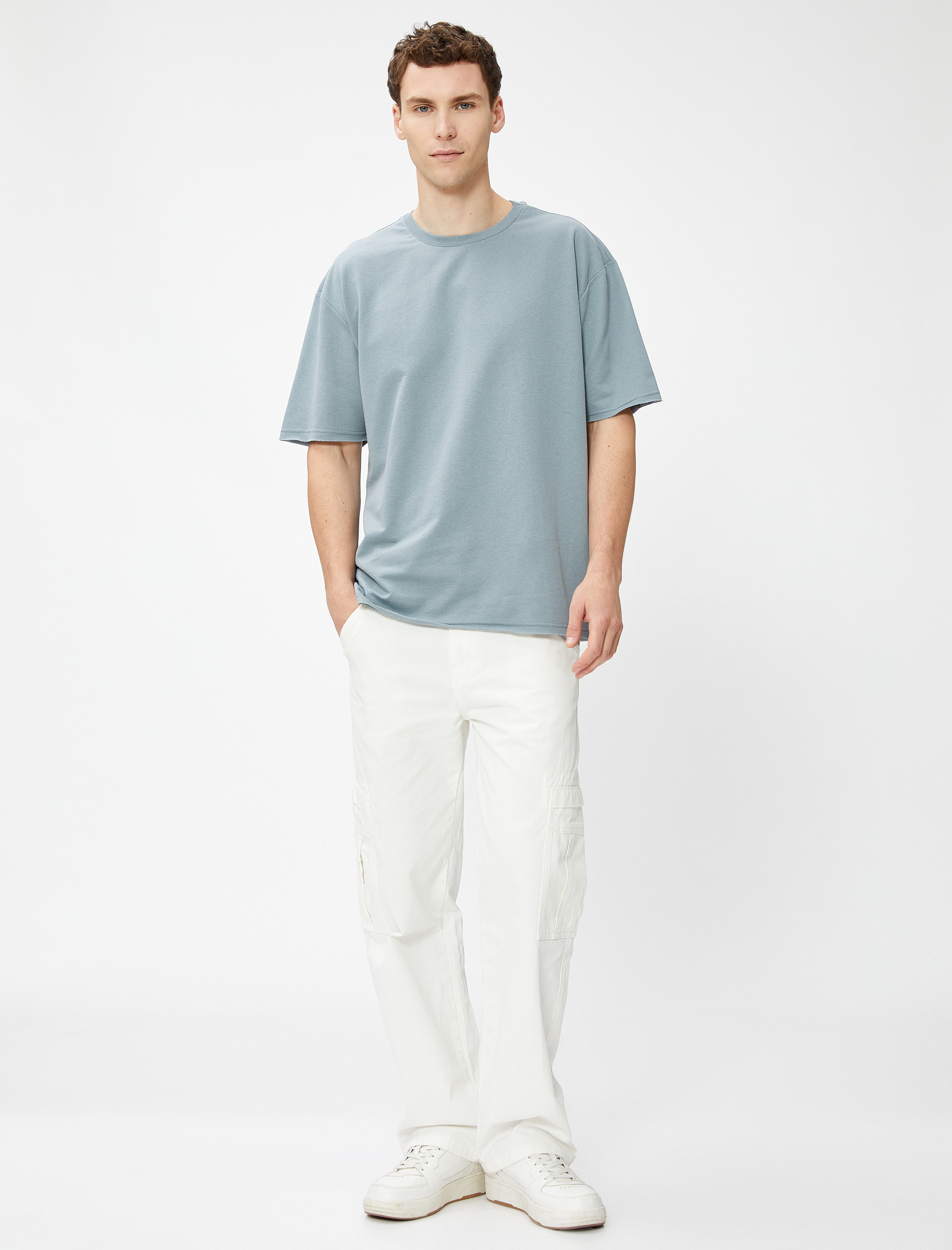   Basic Tişört Bisiklet Yaka Kısa Kollu Pamuklu