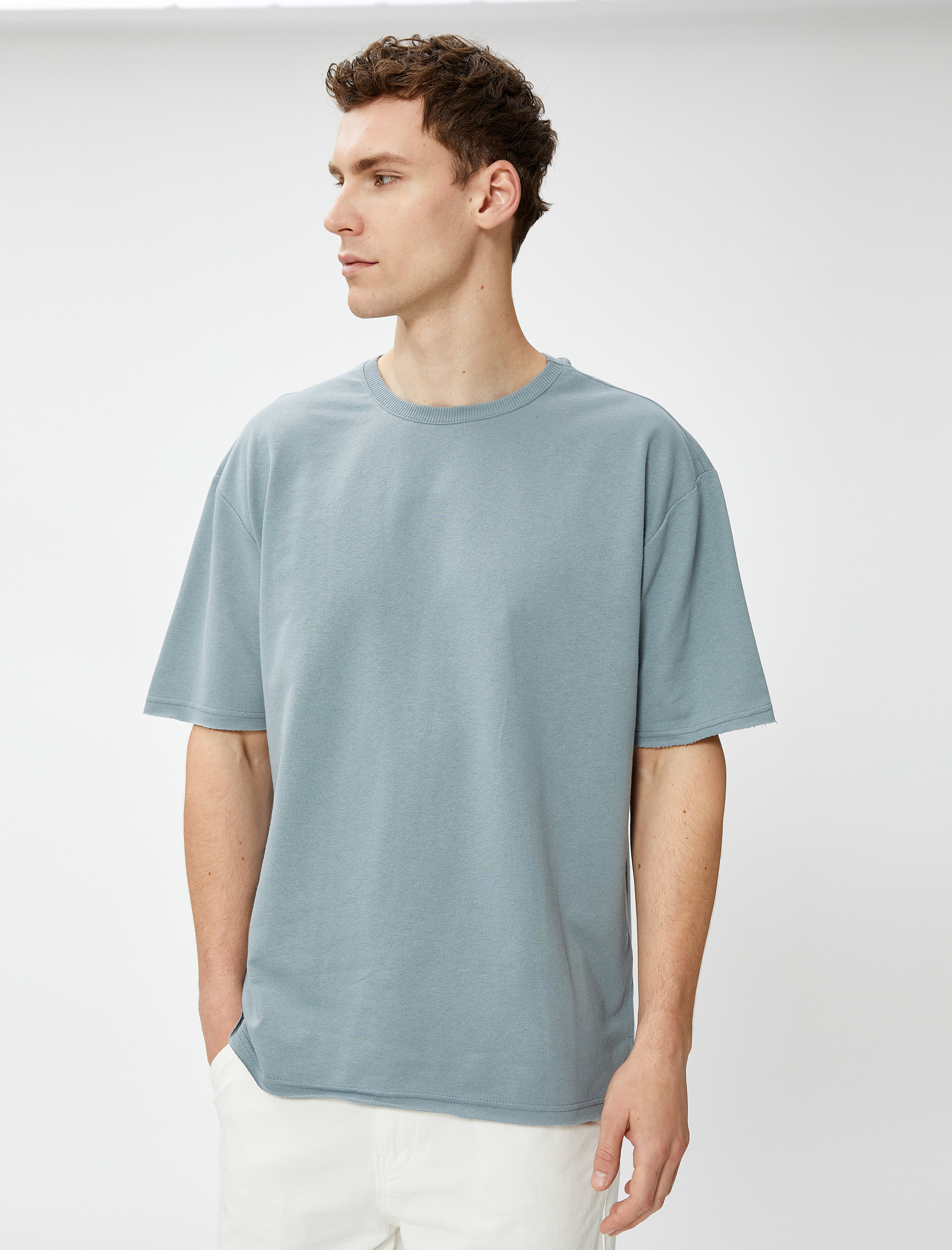   Basic Tişört Bisiklet Yaka Kısa Kollu Pamuklu