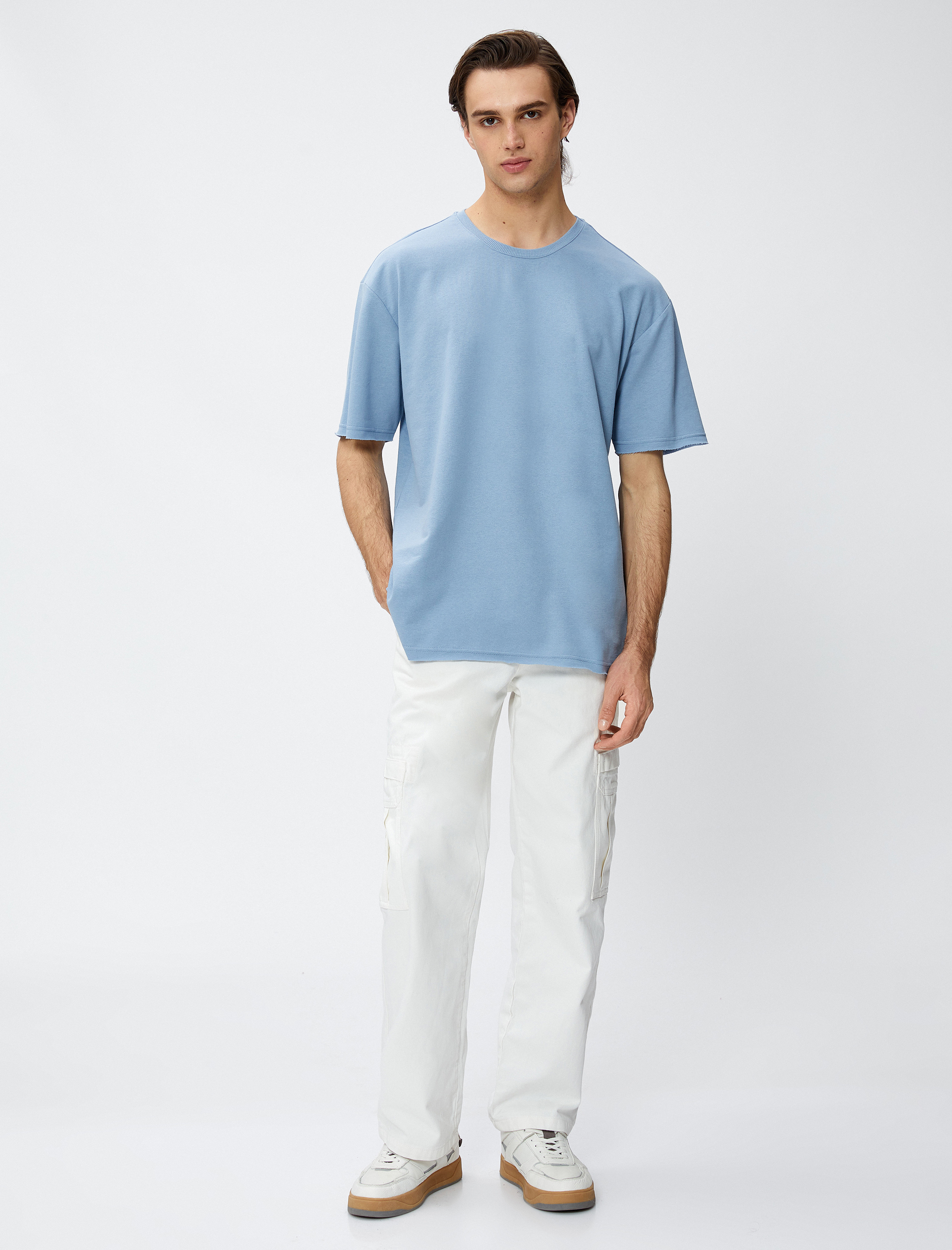   Basic Tişört Bisiklet Yaka Kısa Kollu Pamuklu