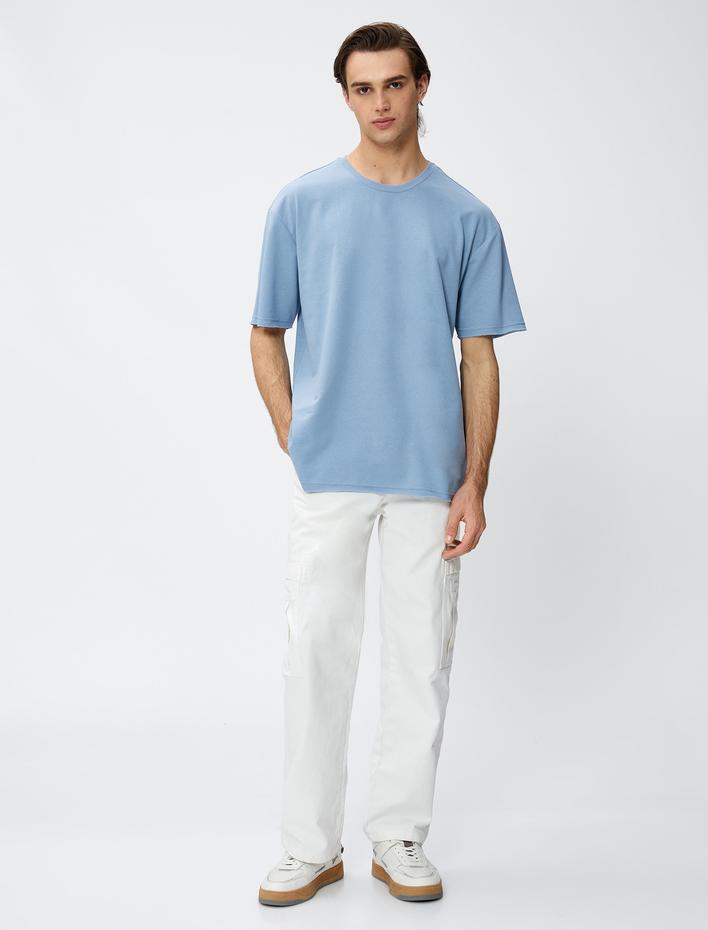  Basic Tişört Bisiklet Yaka Kısa Kollu Pamuklu