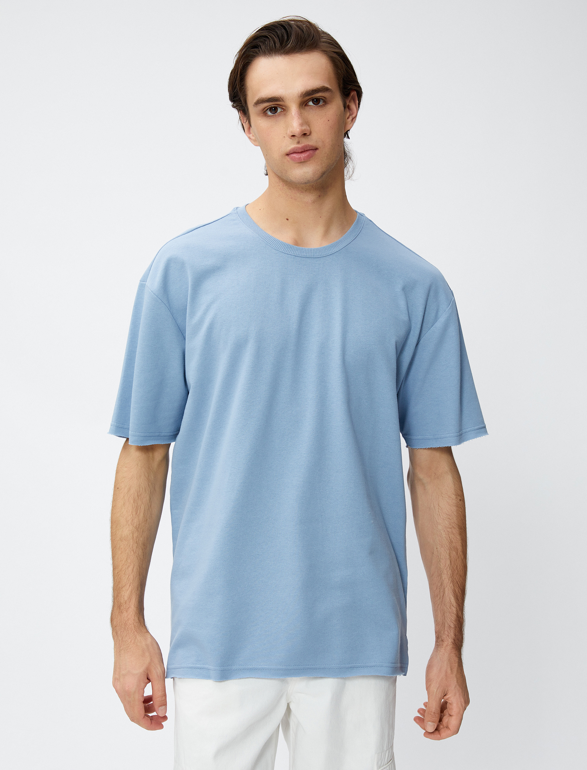   Basic Tişört Bisiklet Yaka Kısa Kollu Pamuklu