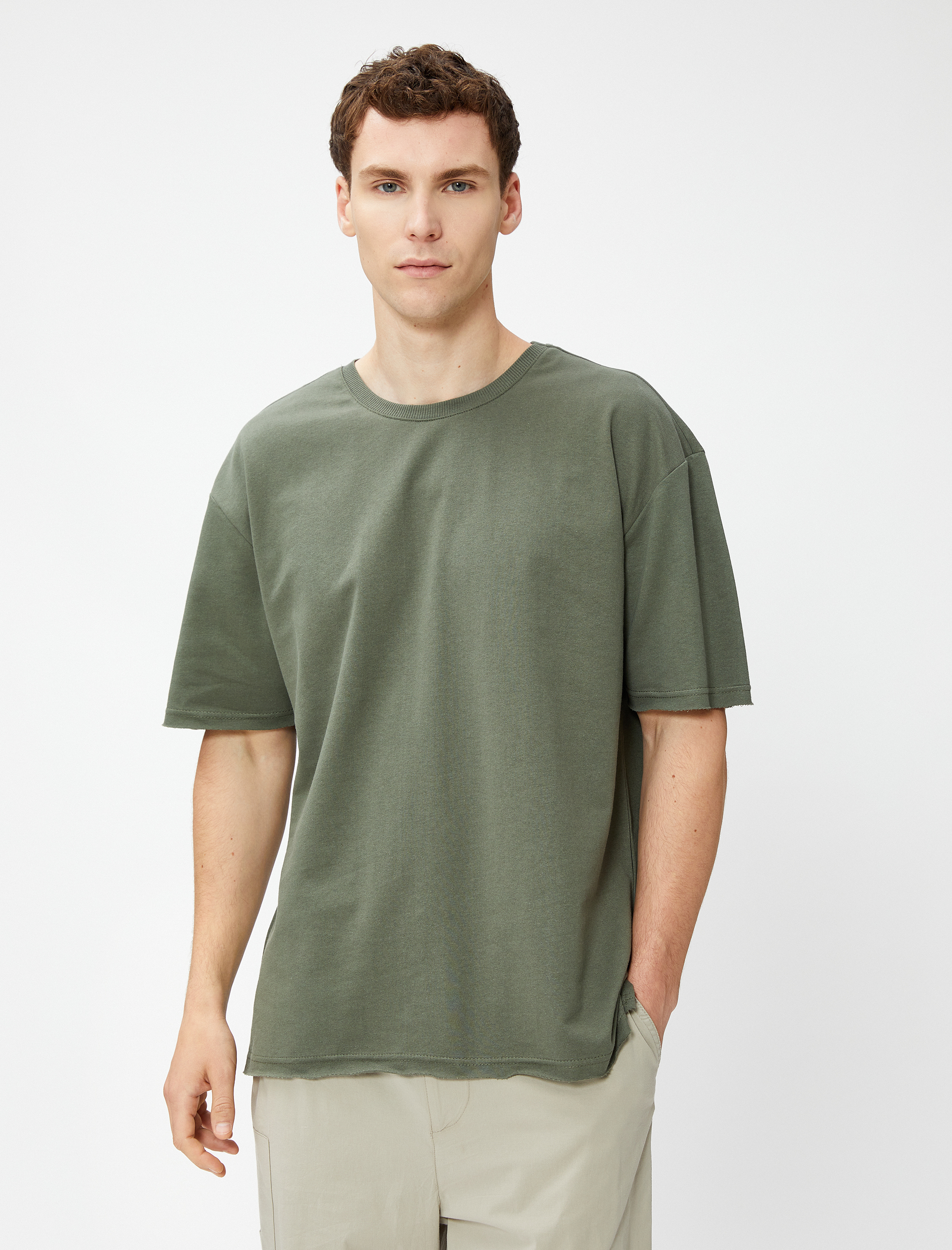   Basic Tişört Bisiklet Yaka Kısa Kollu Pamuklu