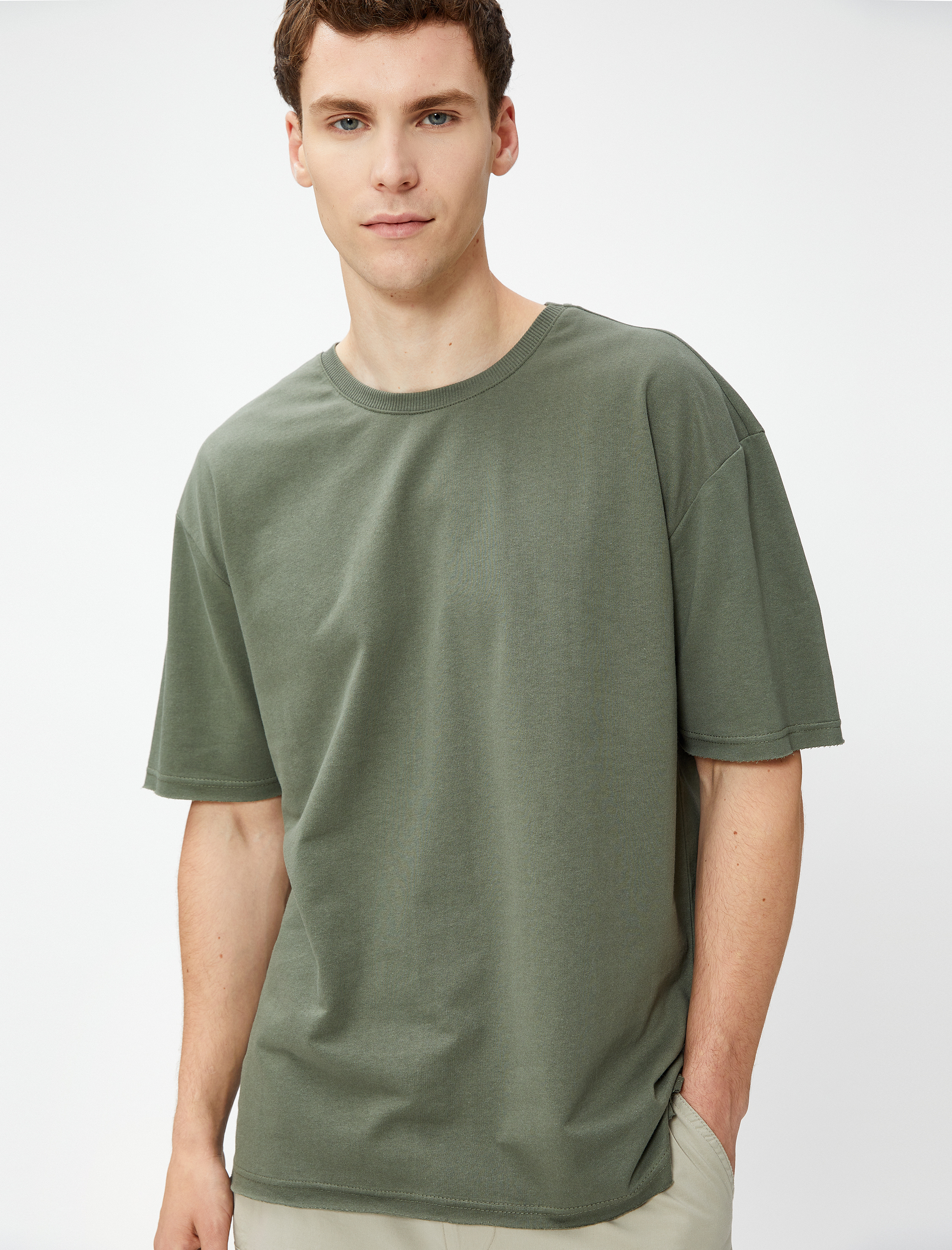   Basic Tişört Bisiklet Yaka Kısa Kollu Pamuklu