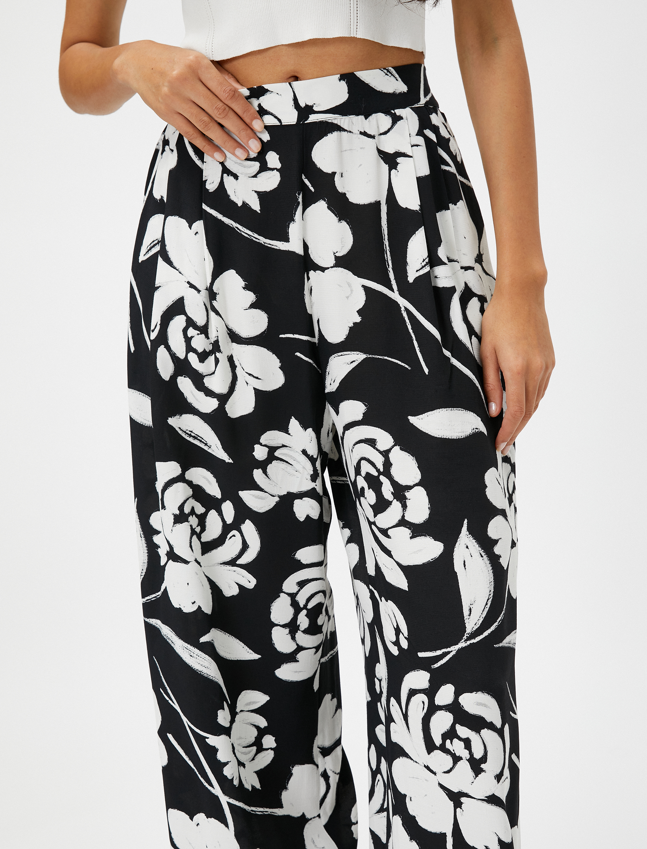   Palazzo Pantolon Çiçekli İpeksi Dokulu