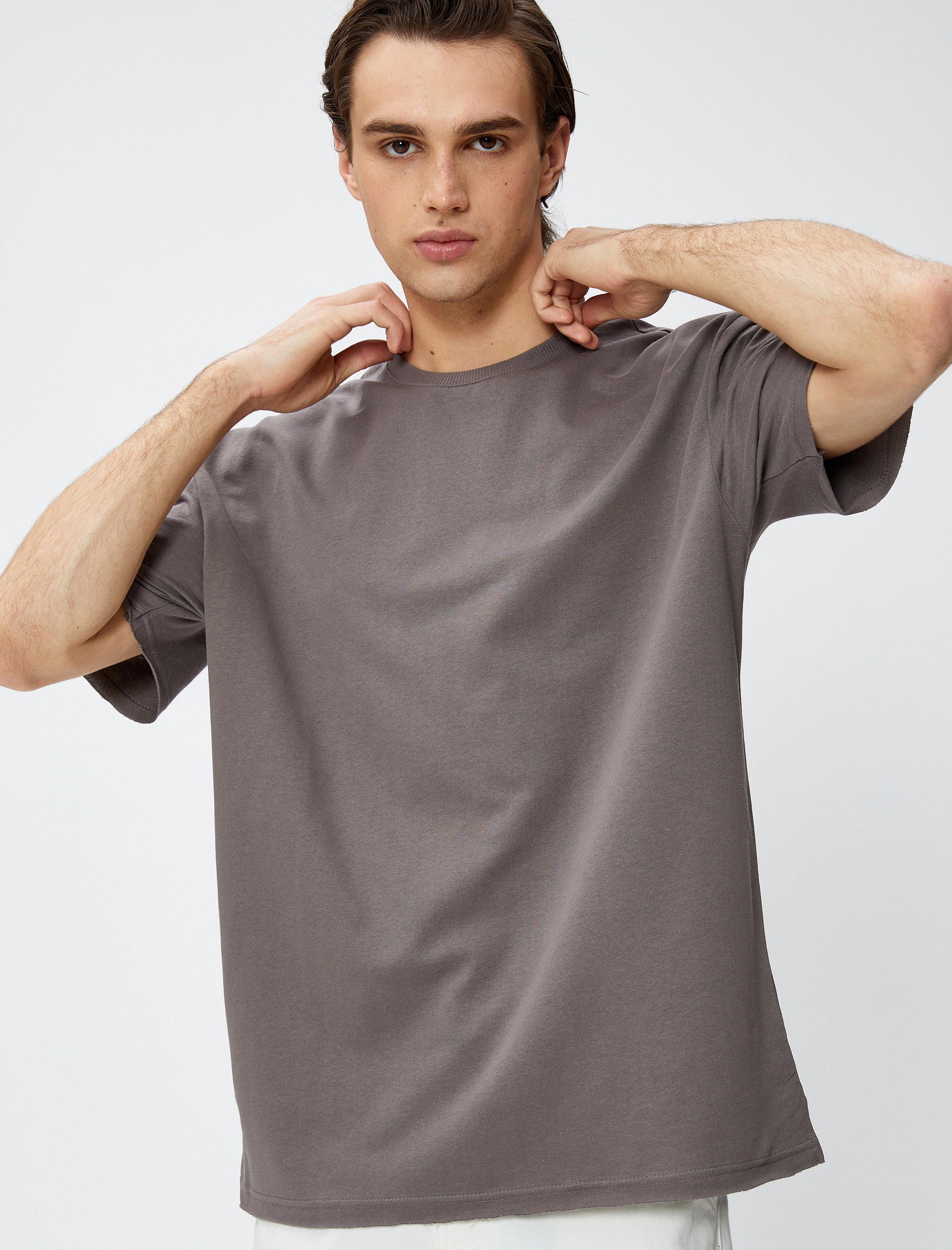   Basic Tişört Bisiklet Yaka Kısa Kollu Pamuklu