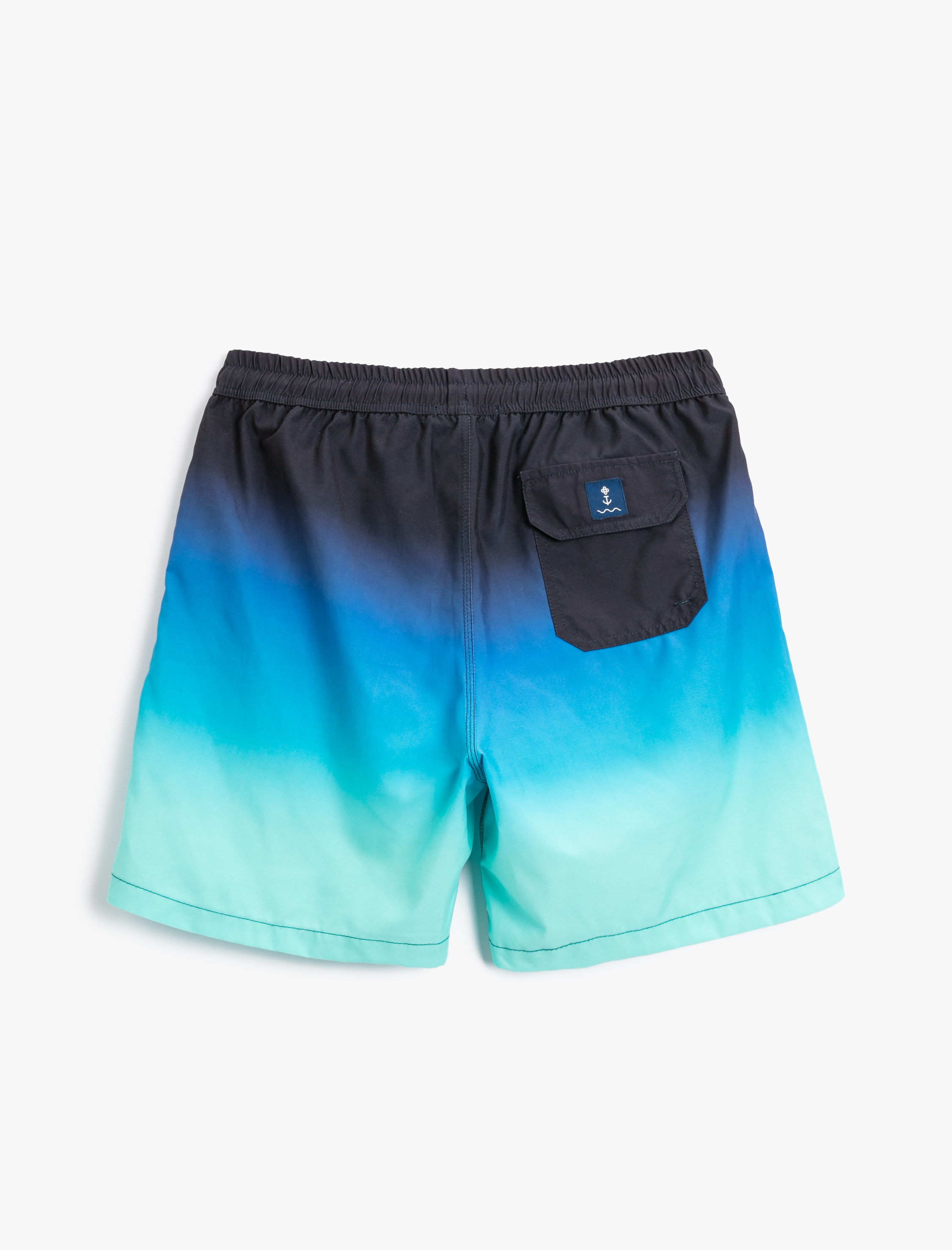   Deniz Şortu Beli Bağcıklı Renk Bloklu Cepli