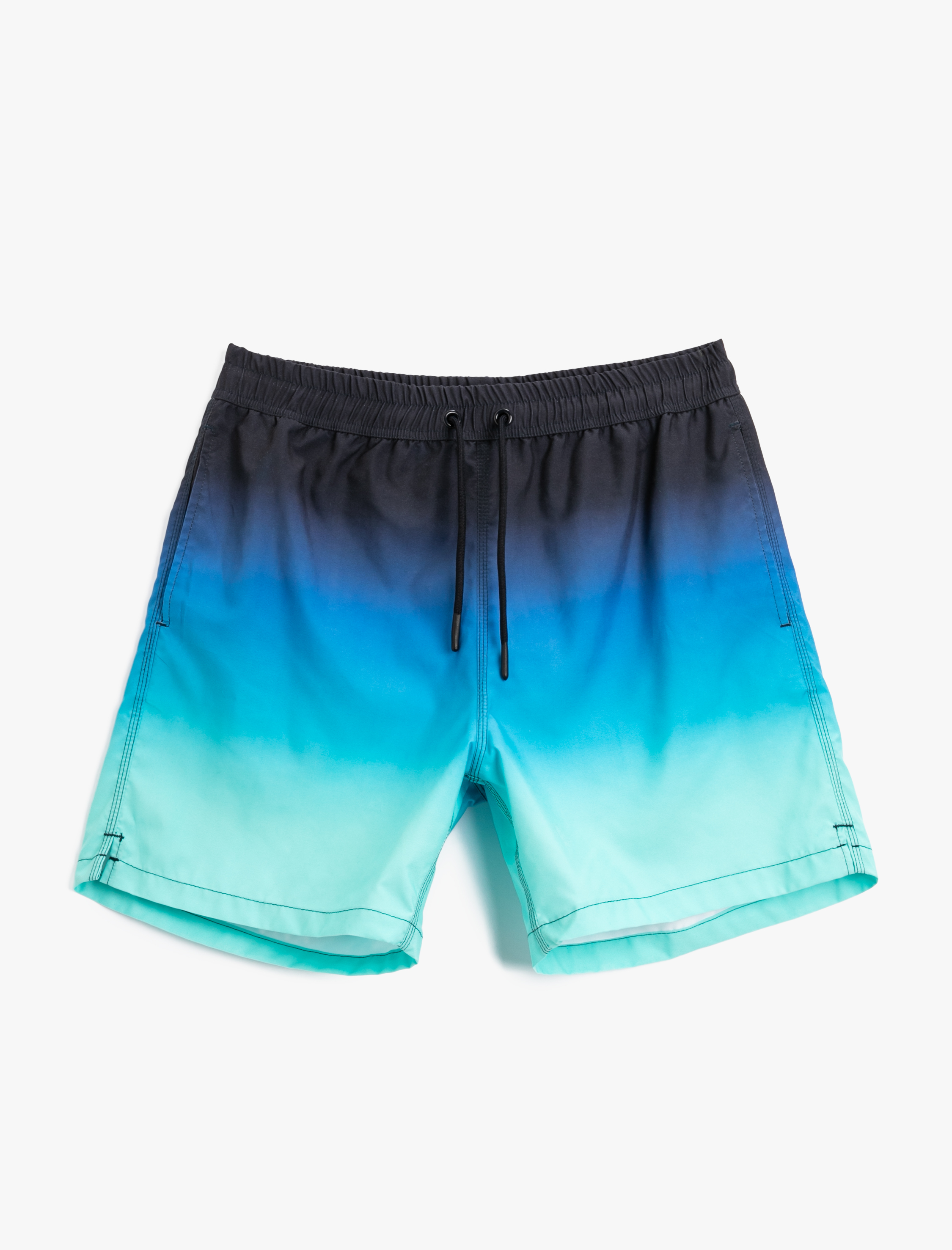   Deniz Şortu Beli Bağcıklı Renk Bloklu Cepli