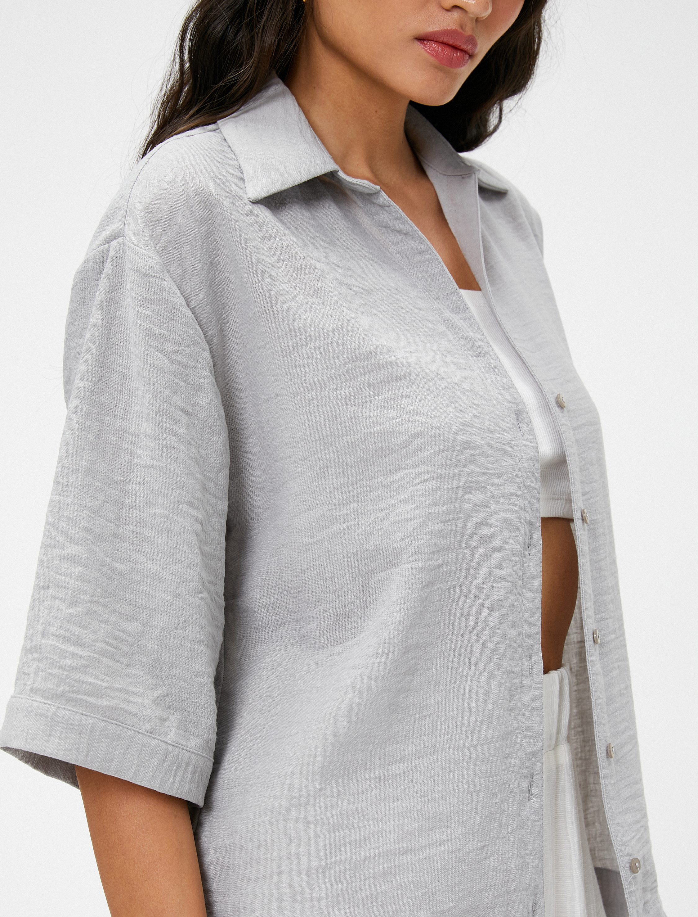   Oversize Gömlek Kısa Kollu