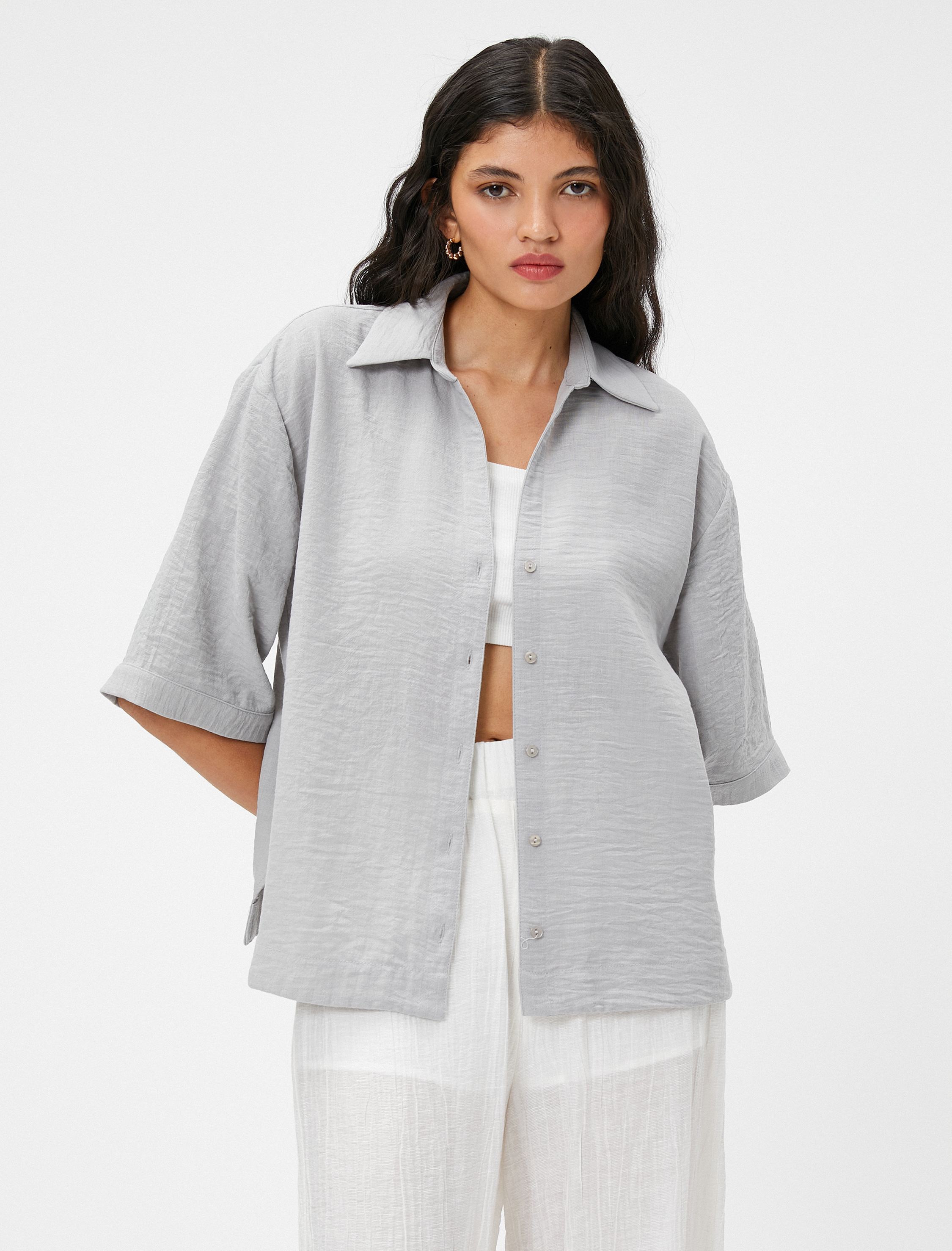   Oversize Gömlek Kısa Kollu