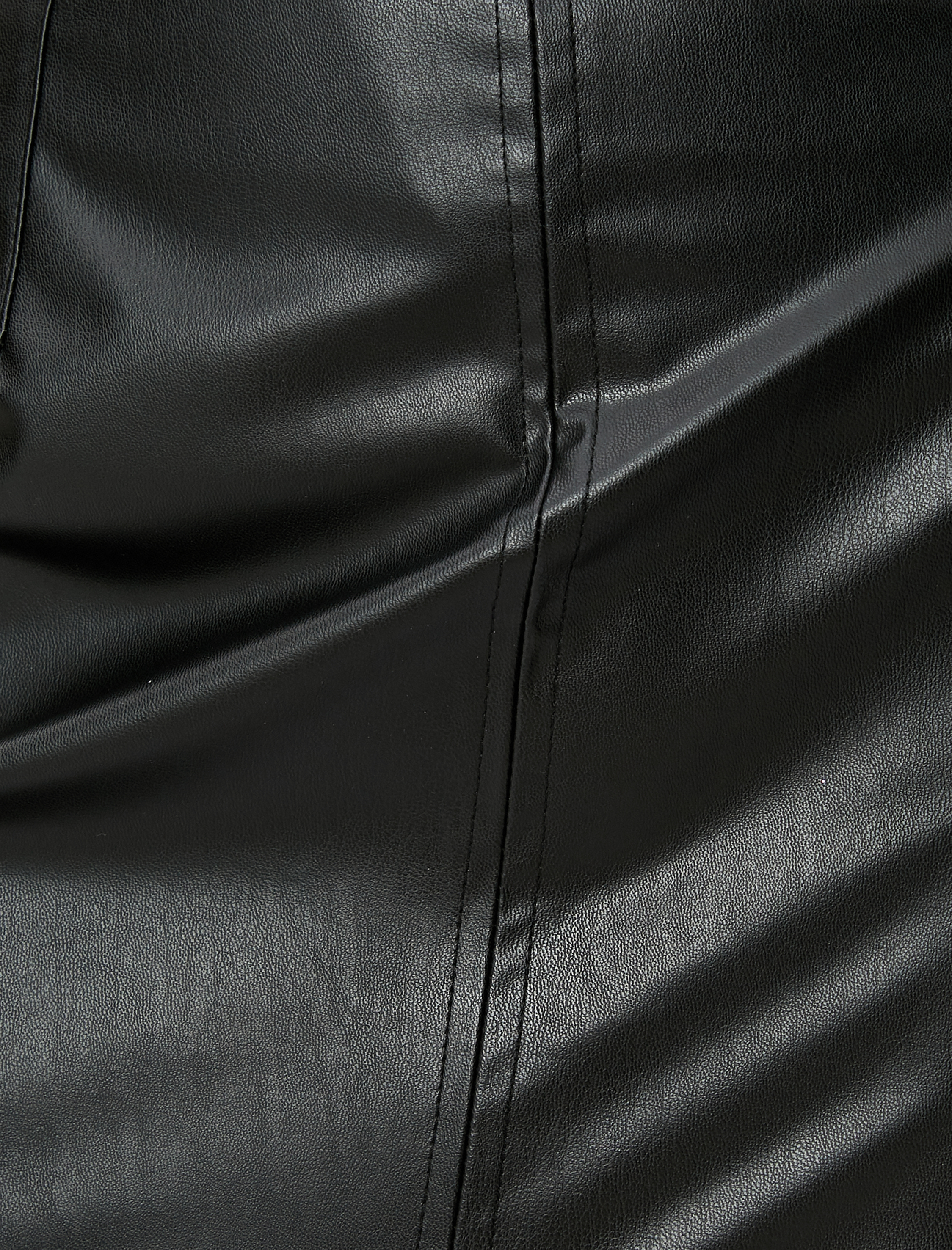   Suni Deri Midi Kalem Etek Yırtmaçlı