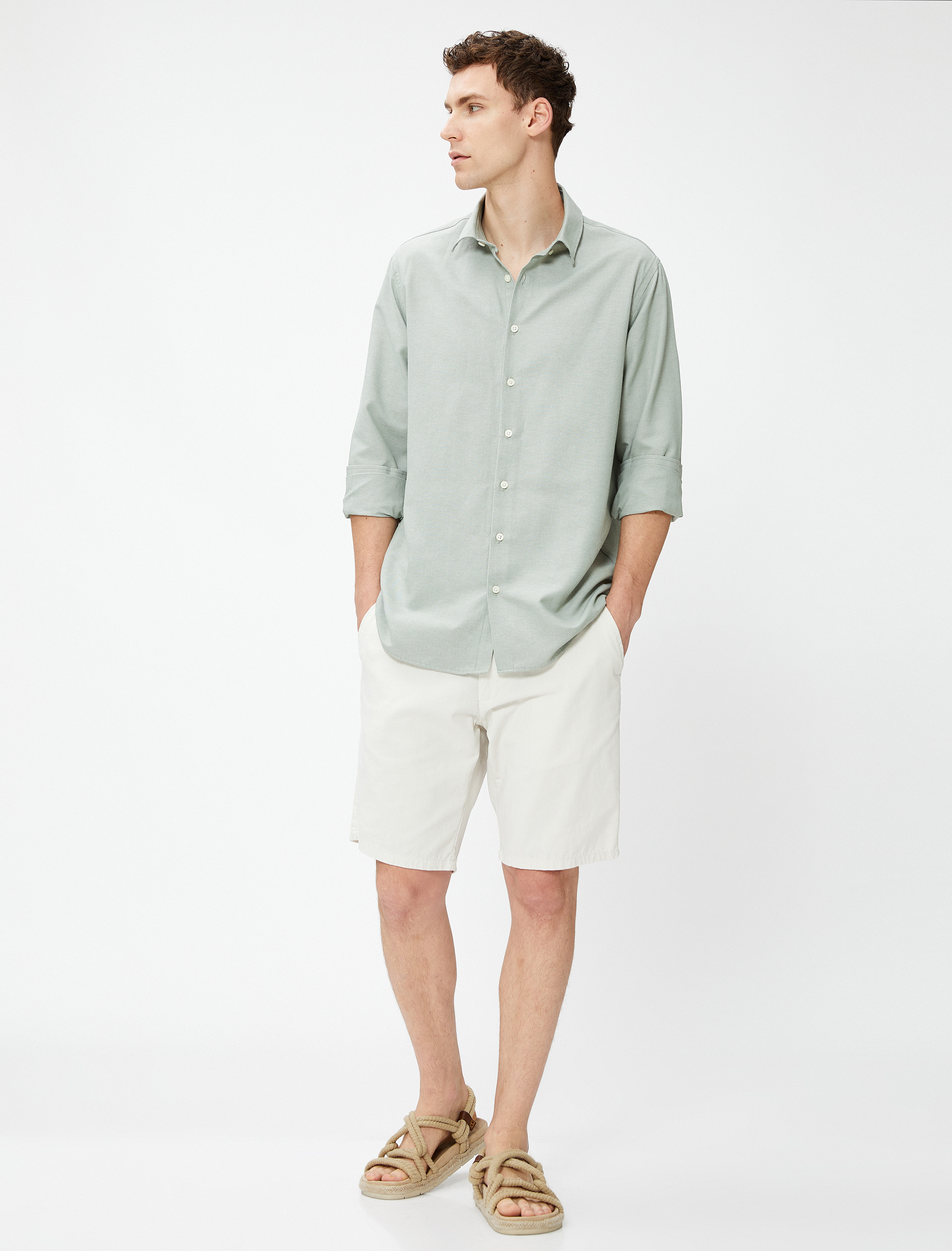   Basic Gömlek Klasik Manşet Yaka Uzun Kollu Düğmeli Non Iron