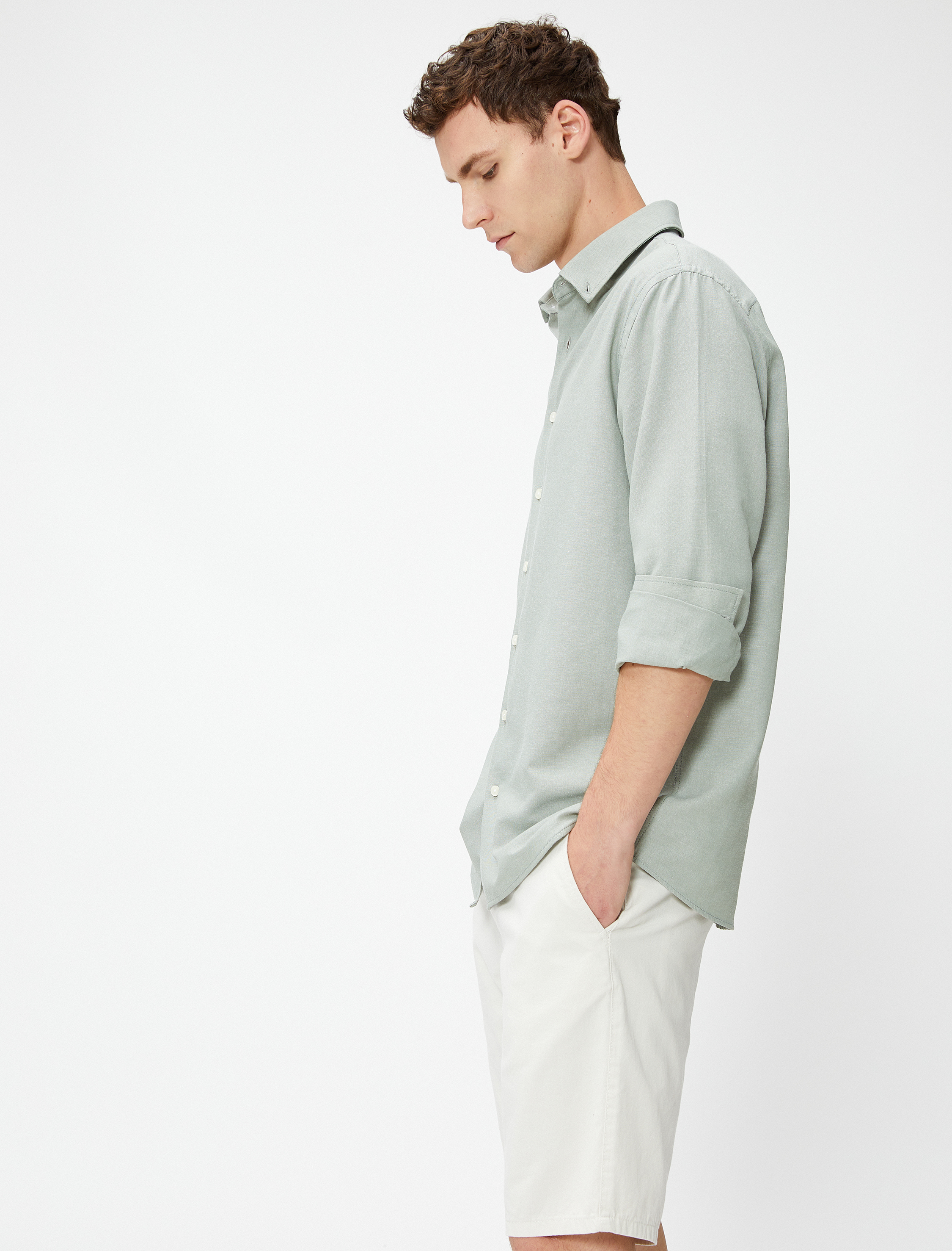   Basic Gömlek Klasik Manşet Yaka Uzun Kollu Düğmeli Non Iron