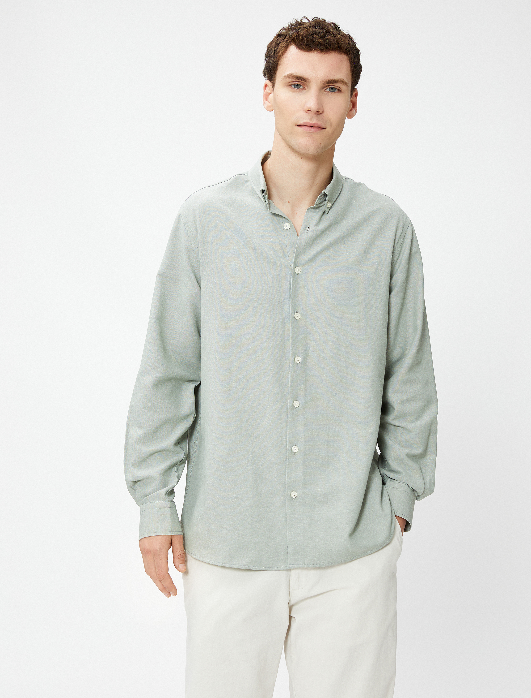   Basic Gömlek Klasik Manşet Yaka Uzun Kollu Düğmeli Non Iron