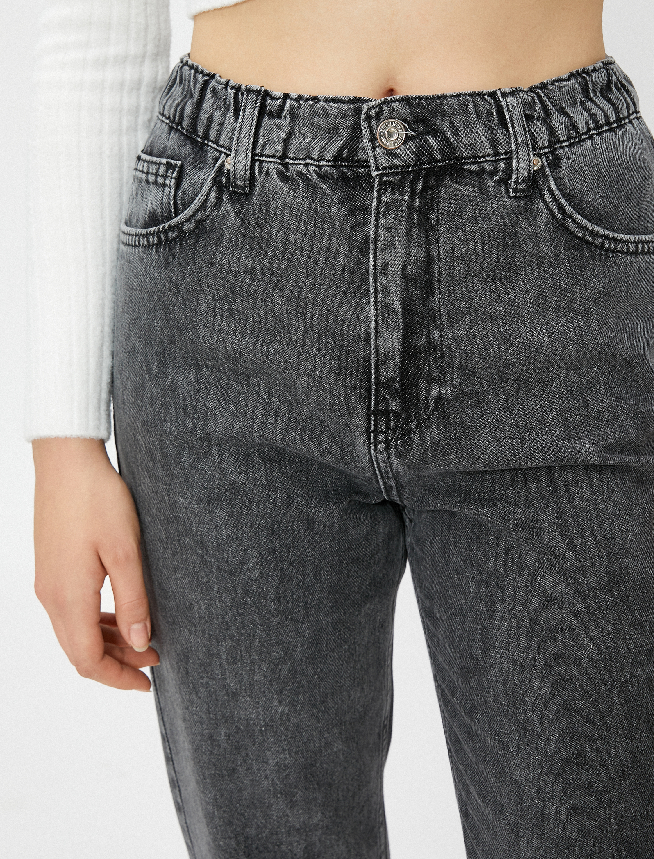   Yüksek Bel Kot Pantolon Hafif Dar Paça - Mom Jeans