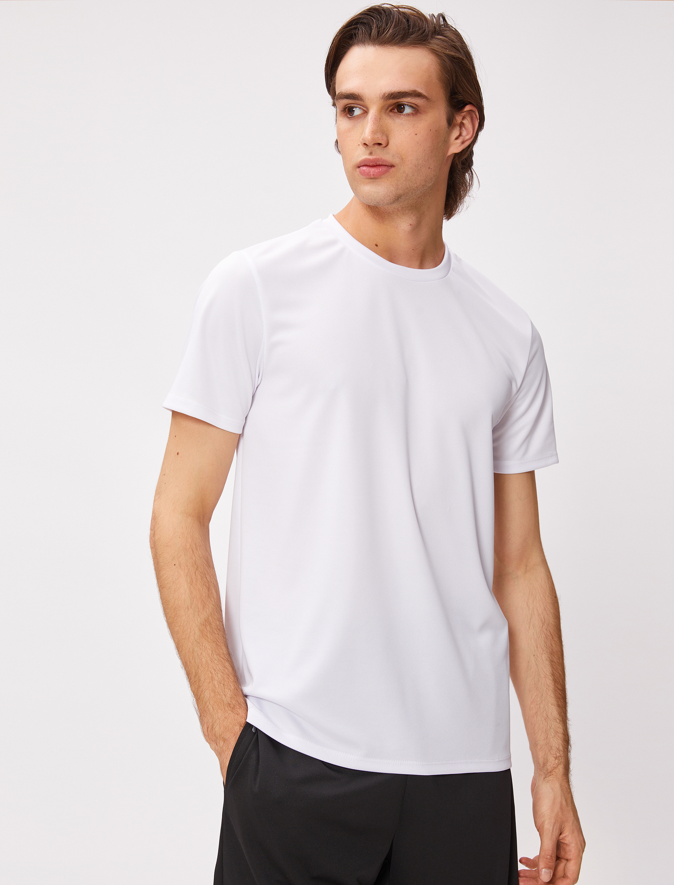   Basic Spor Tişört Bisiklet Yaka Kısa Kollu