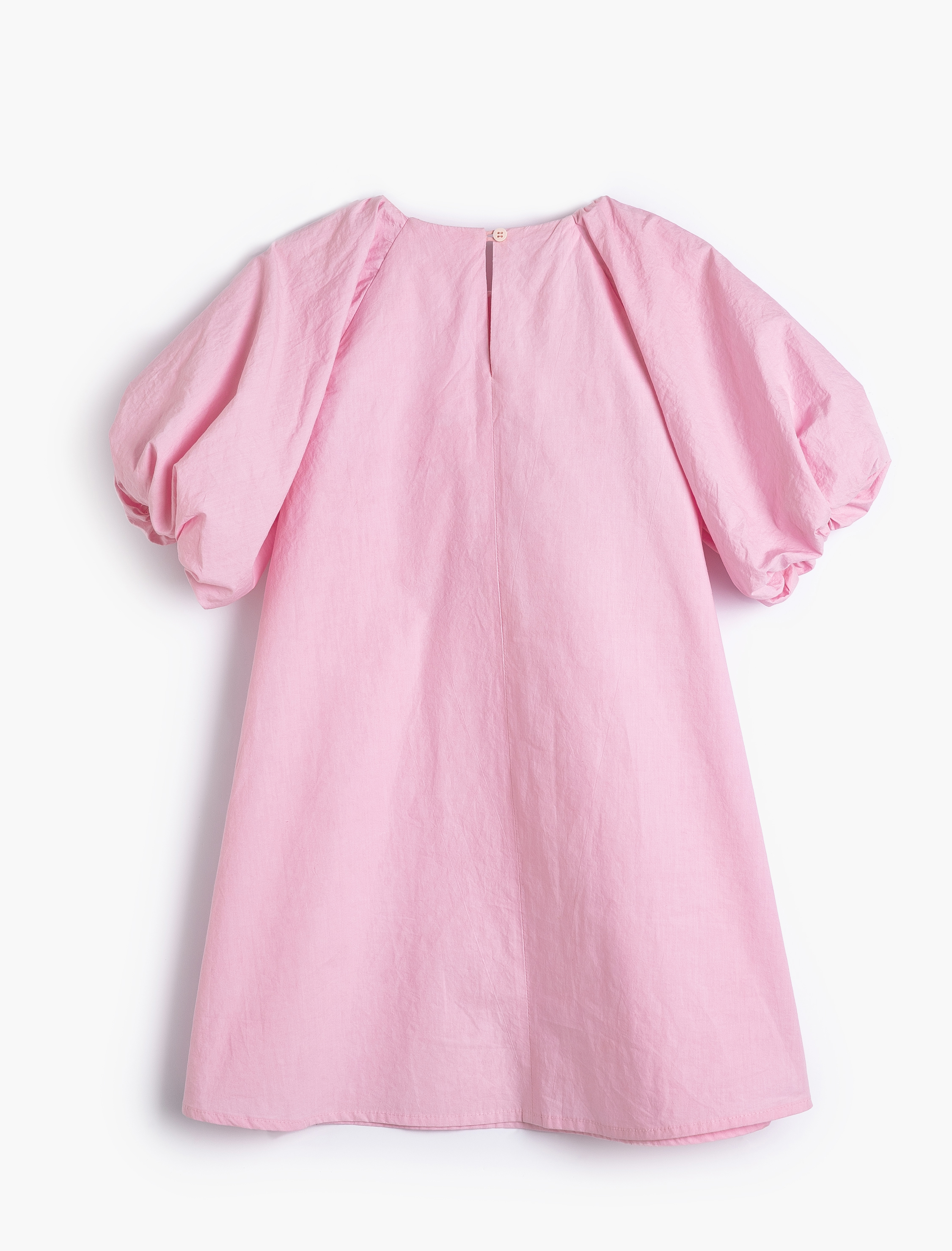  Kız Çocuk Elbise Kısa Balon Kollu, Çiçek Aplike Detaylı Rahat Kesim