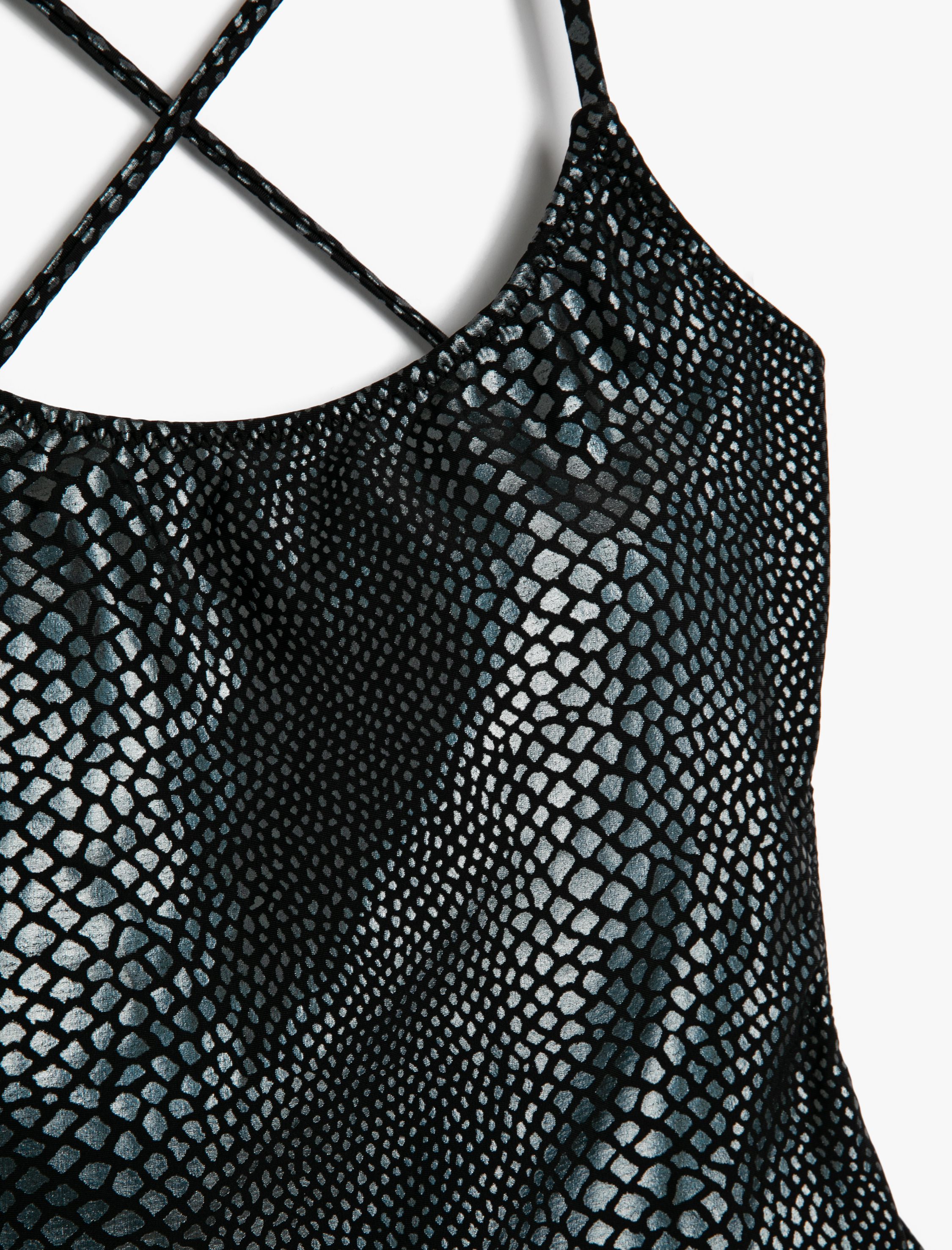   Askılı Mayo U Yaka Jakarlı Desenli Kaplı