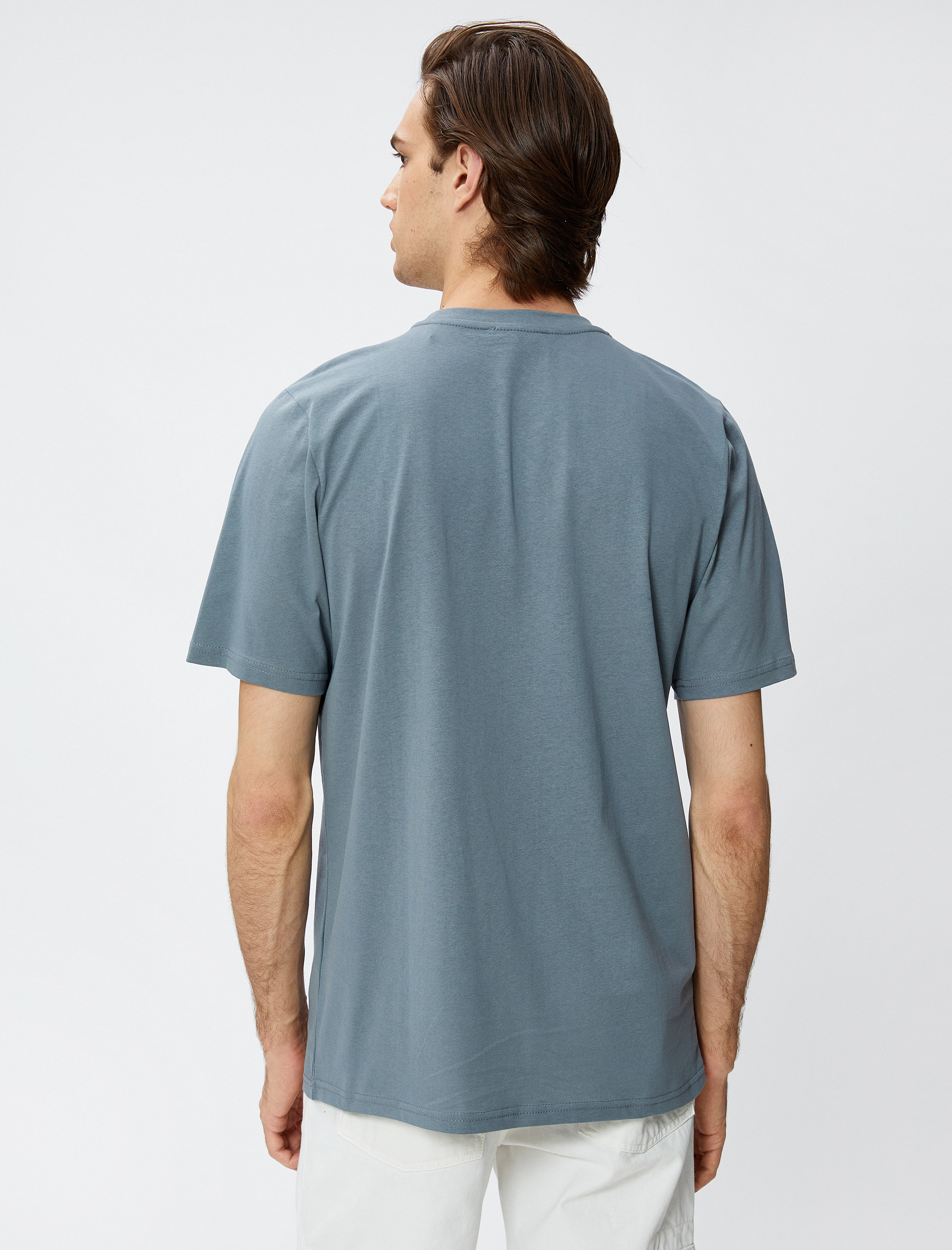   Baskılı Tişört Uzay Temalı Bisiklet Yaka Pamuklu