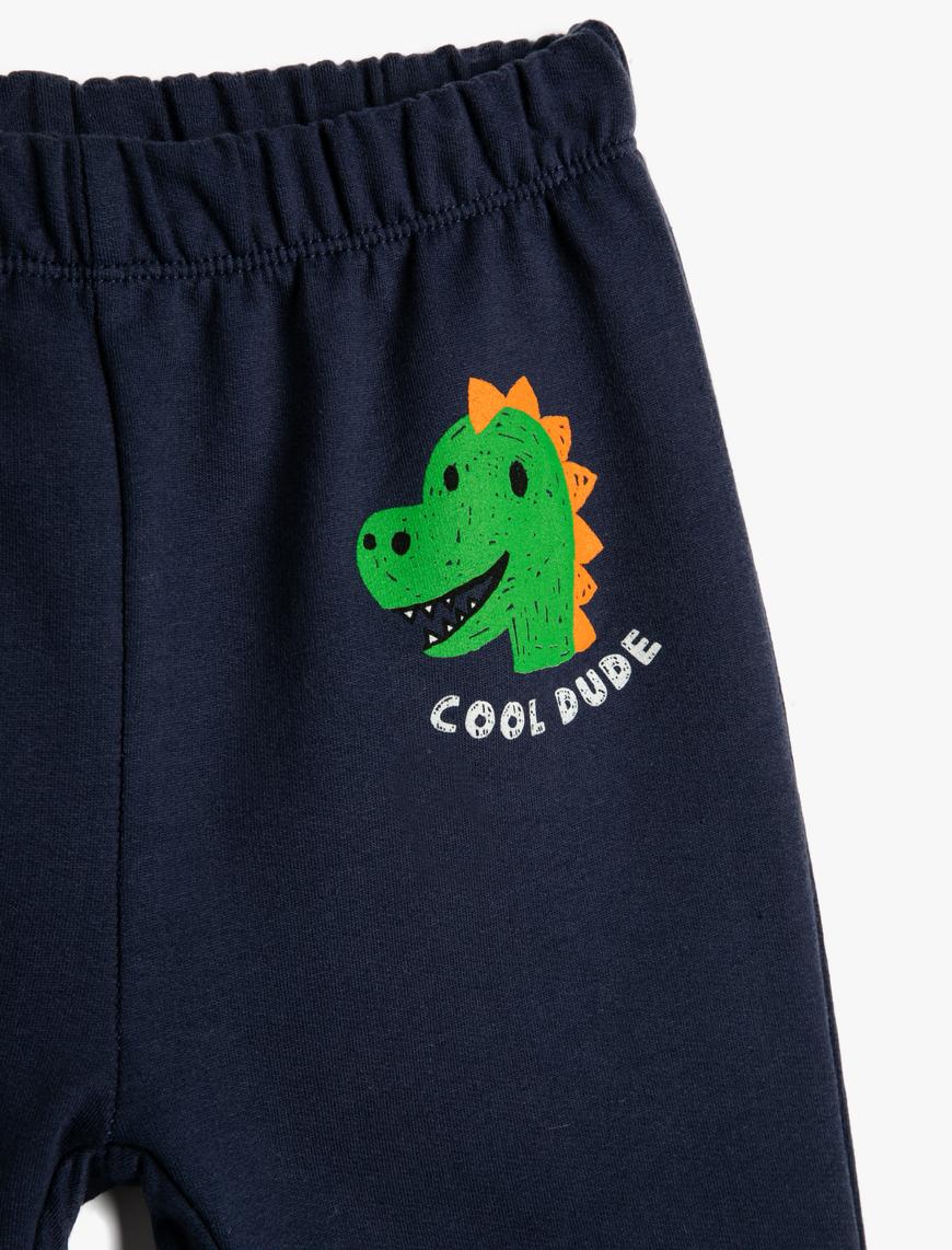  Erkek Bebek Jogger Eşofman Altı Beli Lastikli Dinozor Baskılı