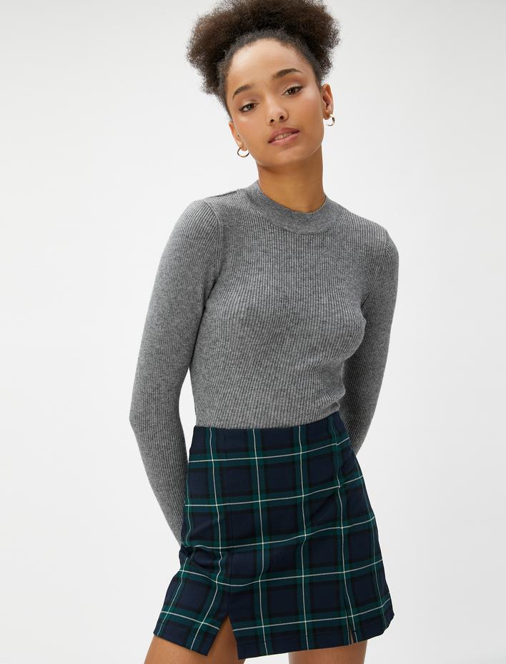  Triko Kazak Fitilli Bisiklet Yaka Viskon Karışımlı