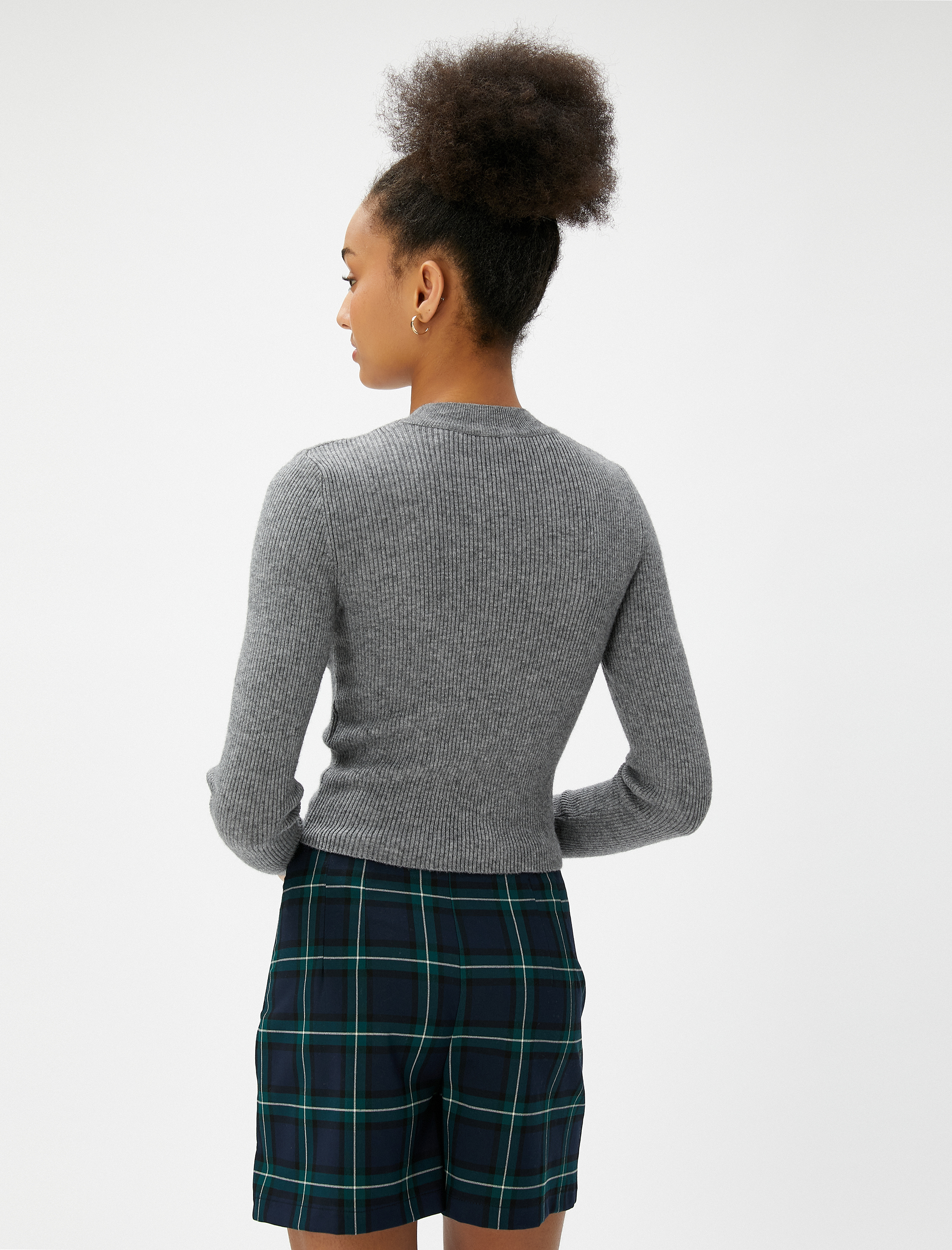   Triko Kazak Fitilli Bisiklet Yaka Viskon Karışımlı