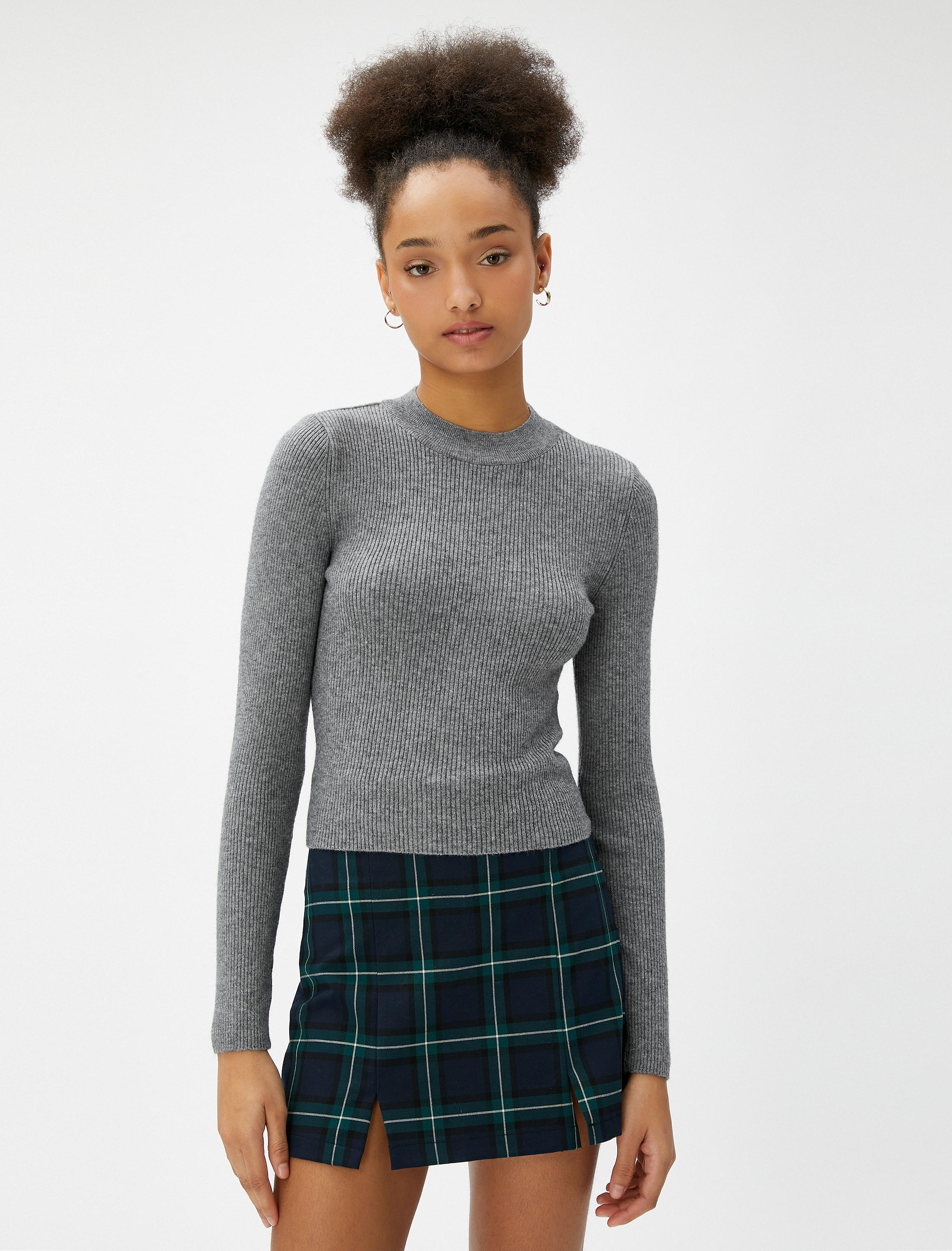   Triko Kazak Fitilli Bisiklet Yaka Viskon Karışımlı