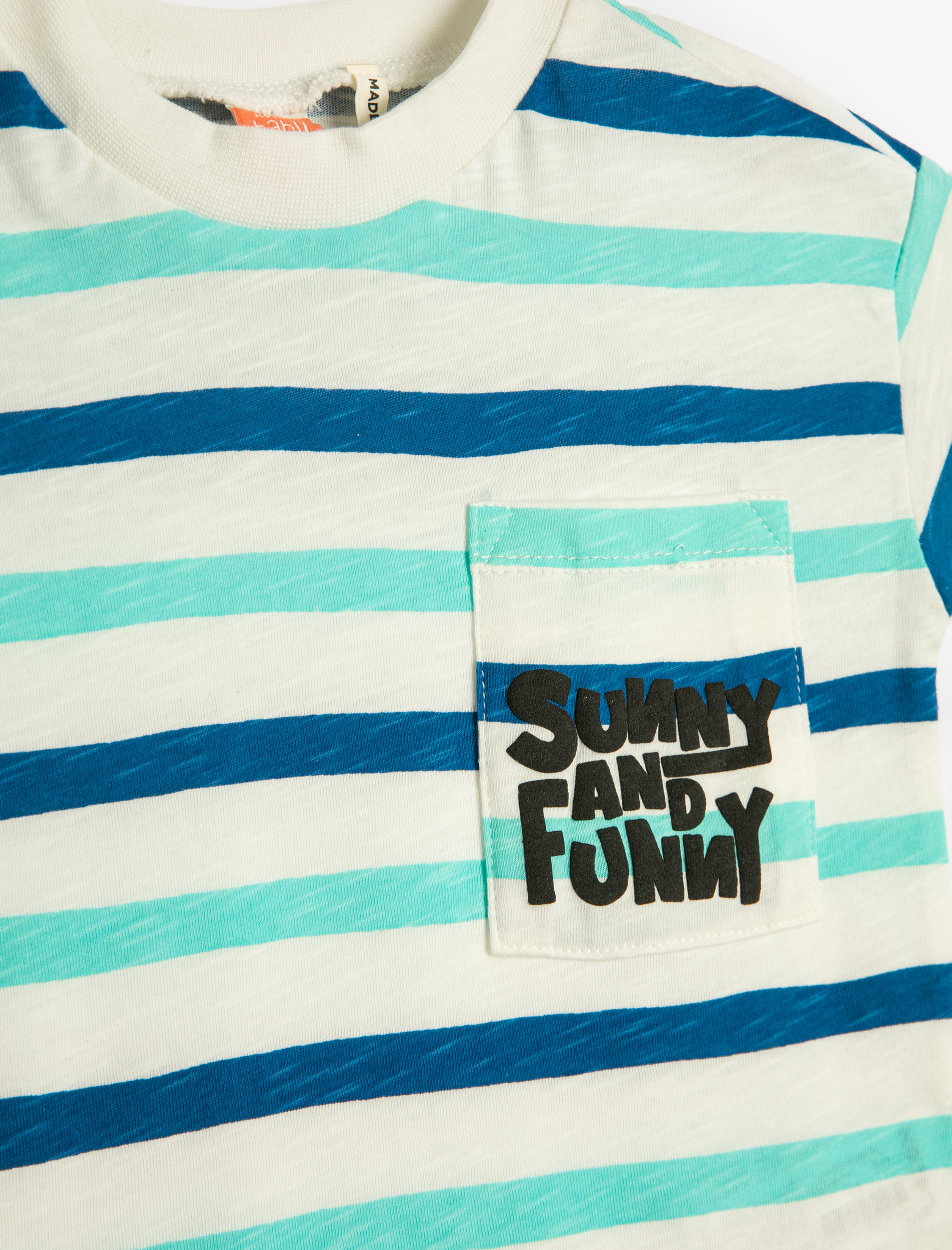  Erkek Bebek Kısa Kollu Tişört Cep Detaylı Bisiklet Yaka Baskılı