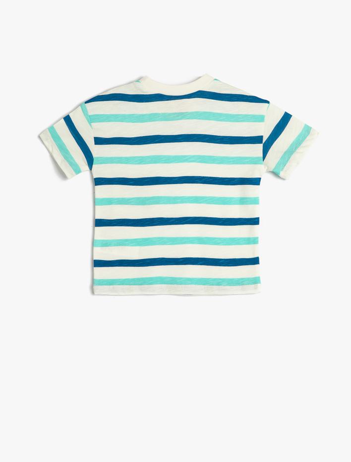 Erkek Bebek Kısa Kollu Tişört Cep Detaylı Bisiklet Yaka Baskılı