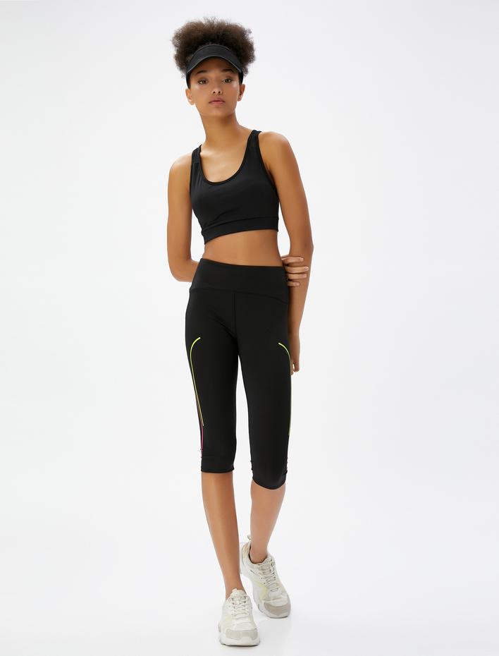  Pedal Pusher Spor Tayt Çizgi Detaylı