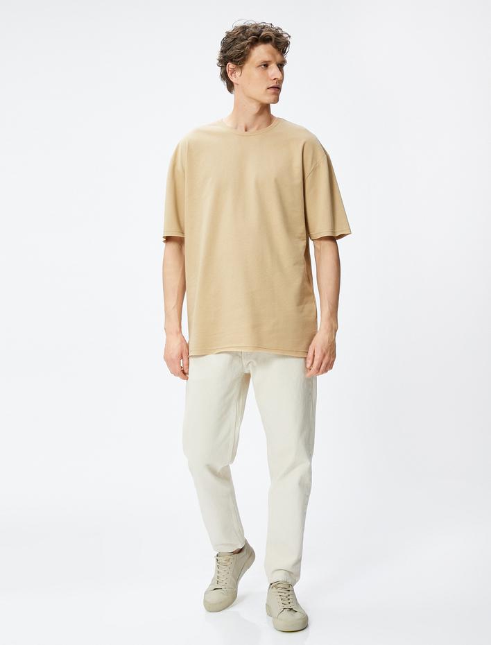  Basic Tişört Bisiklet Yaka Kısa Kollu Pamuklu