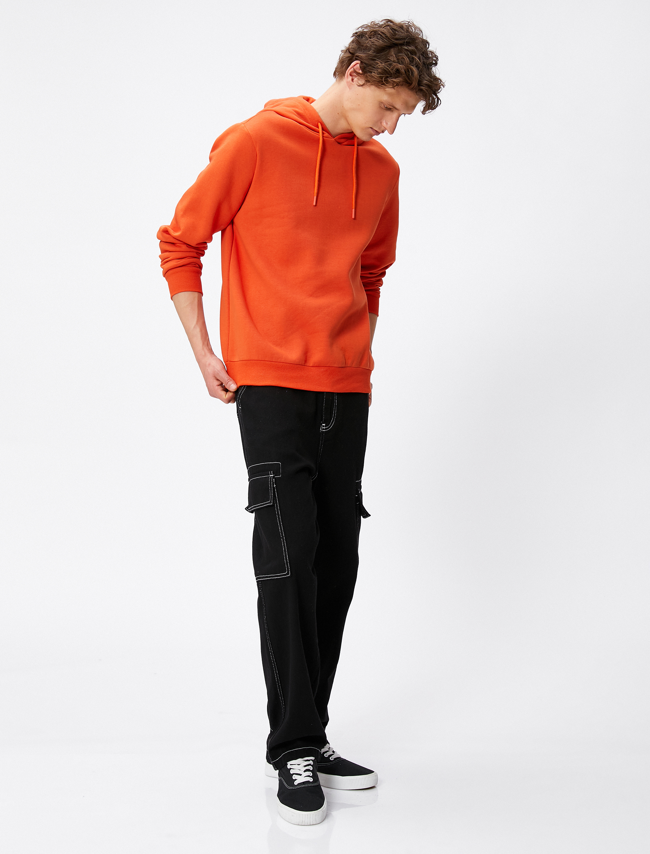 Basic Kapşonlu Sweat Uzun Kollu Şardonlu