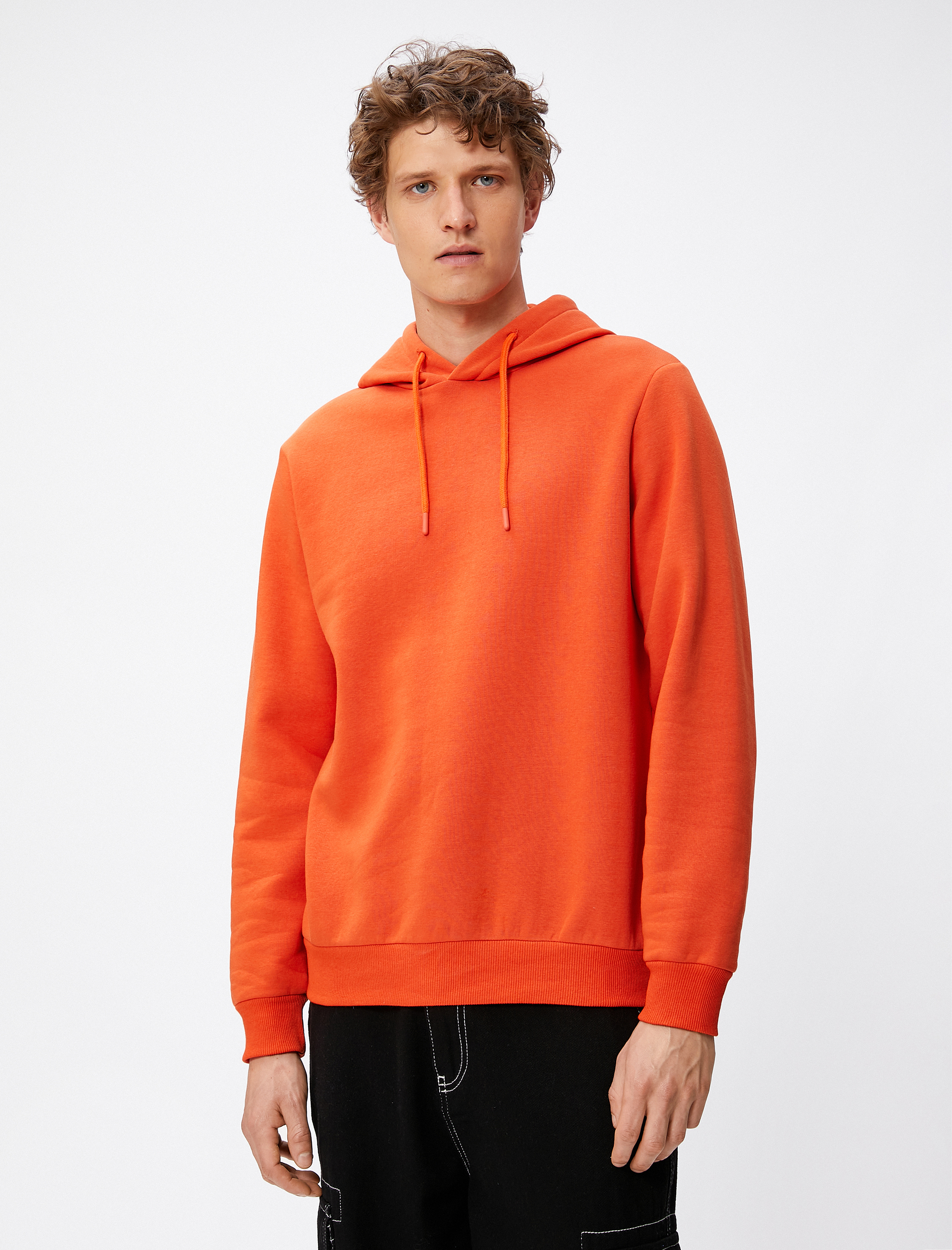 Basic Kapşonlu Sweat Uzun Kollu Şardonlu