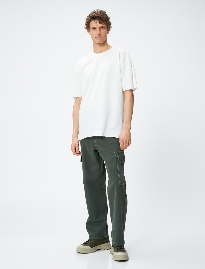  Basic Tişört Bisiklet Yaka Kısa Kollu Pamuklu