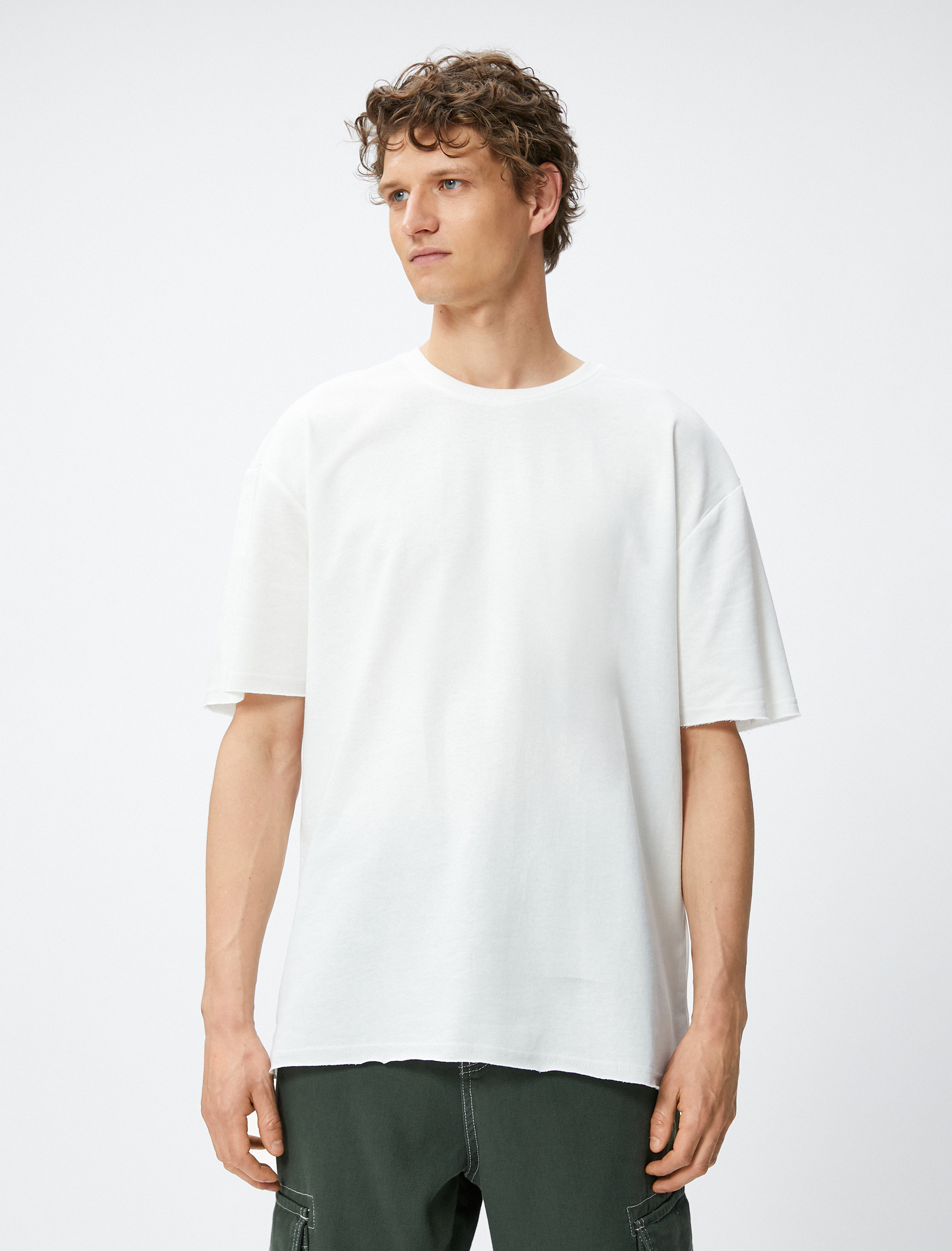   Basic Tişört Bisiklet Yaka Kısa Kollu Pamuklu