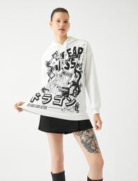 Oversize Anime Sweatshirt Kapüşonlu Sırt Baskılı