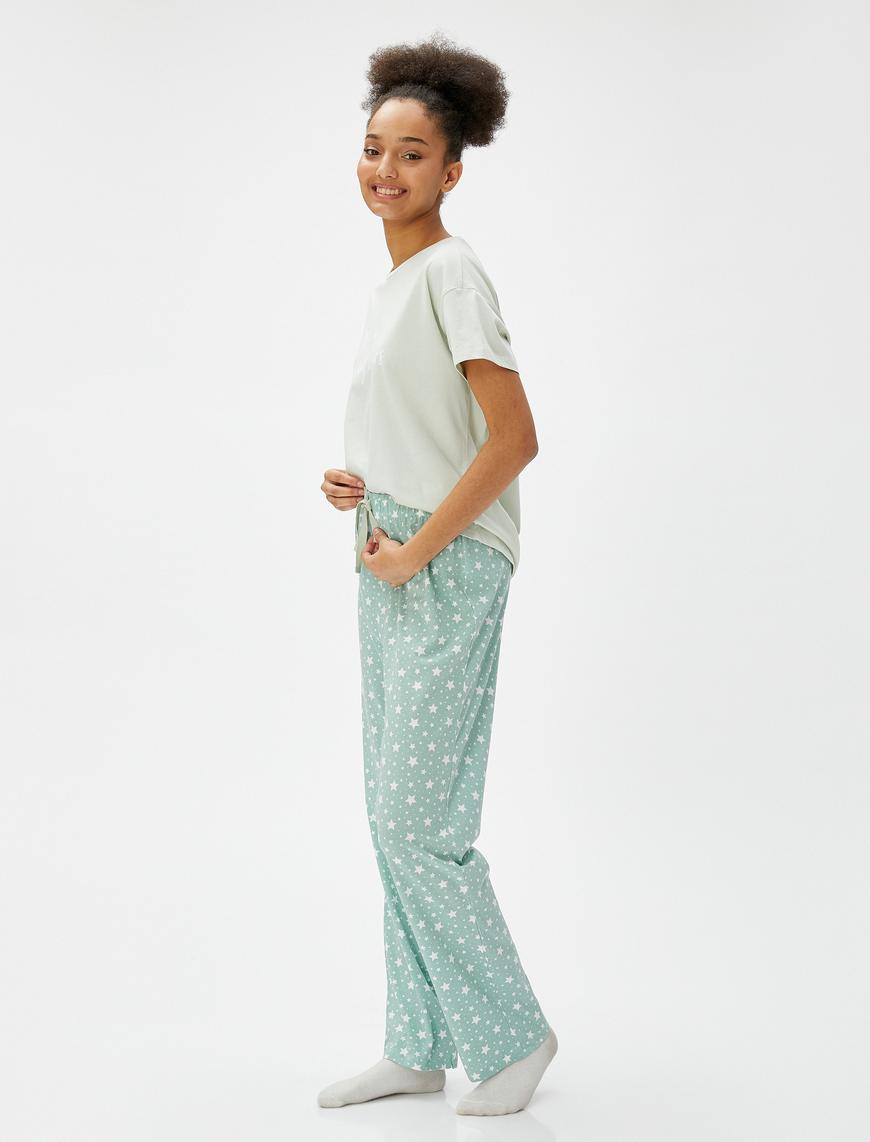   Pijama Takımı Kısa Kollu Baskılı Rahat Kesim