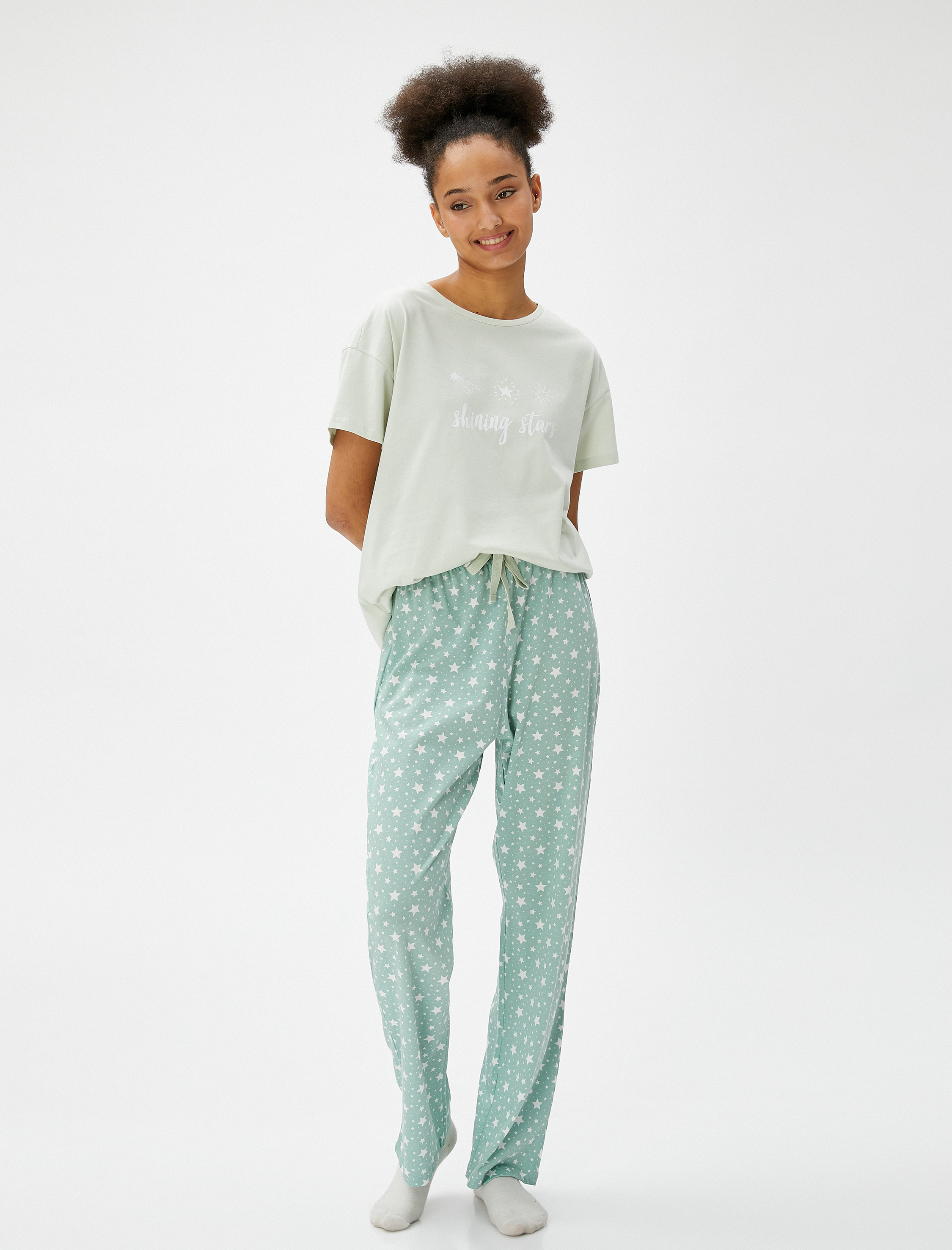   Pijama Takımı Kısa Kollu Baskılı Rahat Kesim