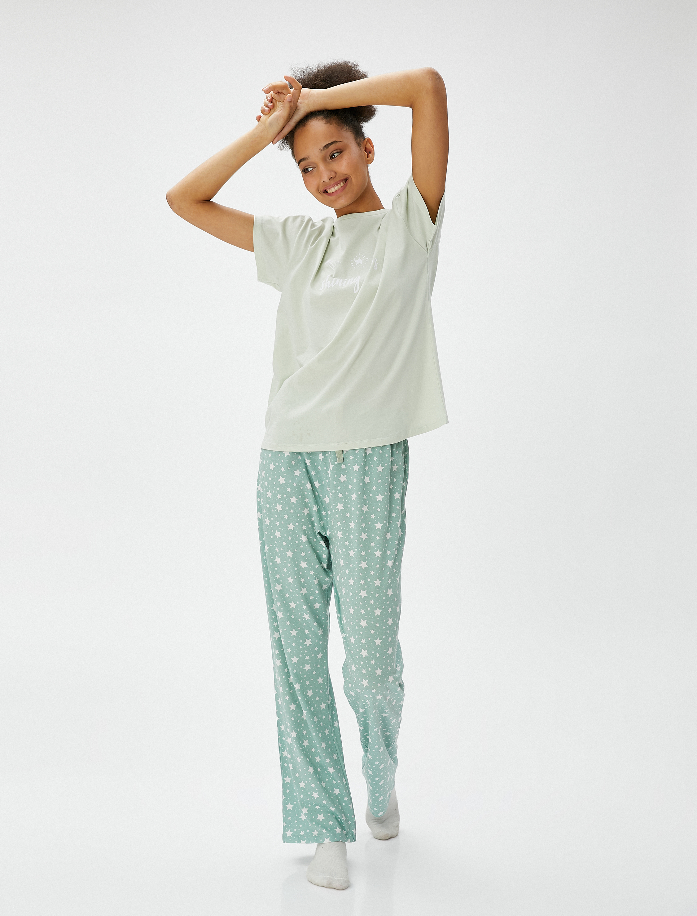   Pijama Takımı Kısa Kollu Baskılı Rahat Kesim