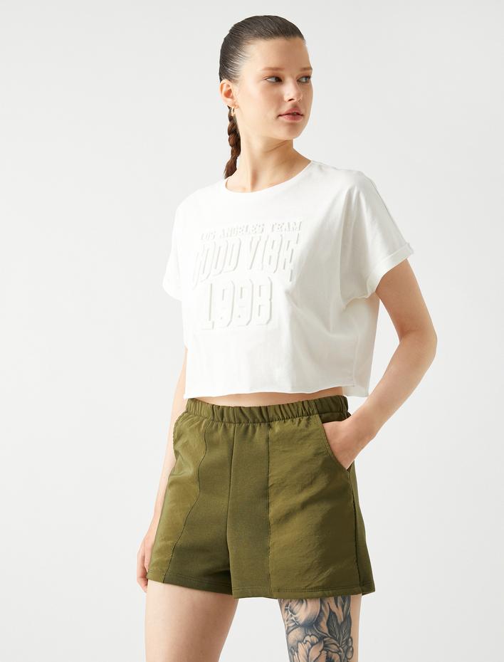  Mini Şort Beli Lastikli Cep Detaylı