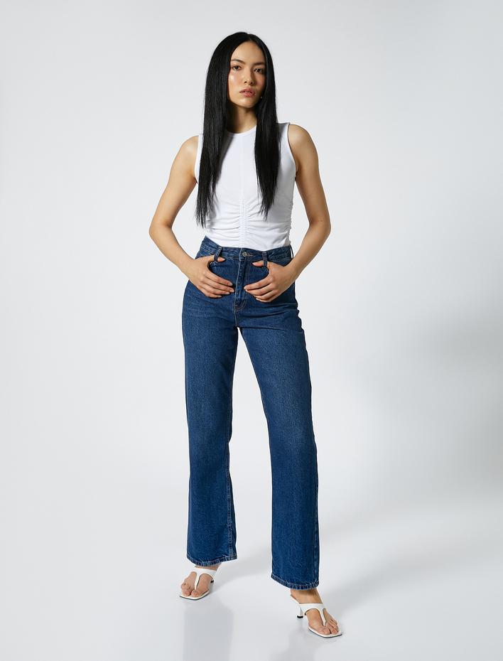  Kolsuz Bluz Slim Fit Büzgü Detaylı